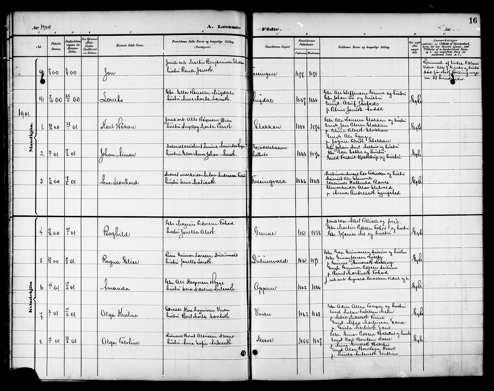 Ministerialprotokoller, klokkerbøker og fødselsregistre - Nord-Trøndelag, SAT/A-1458/714/L0135: Parish register (copy) no. 714C04, 1899-1918, p. 16