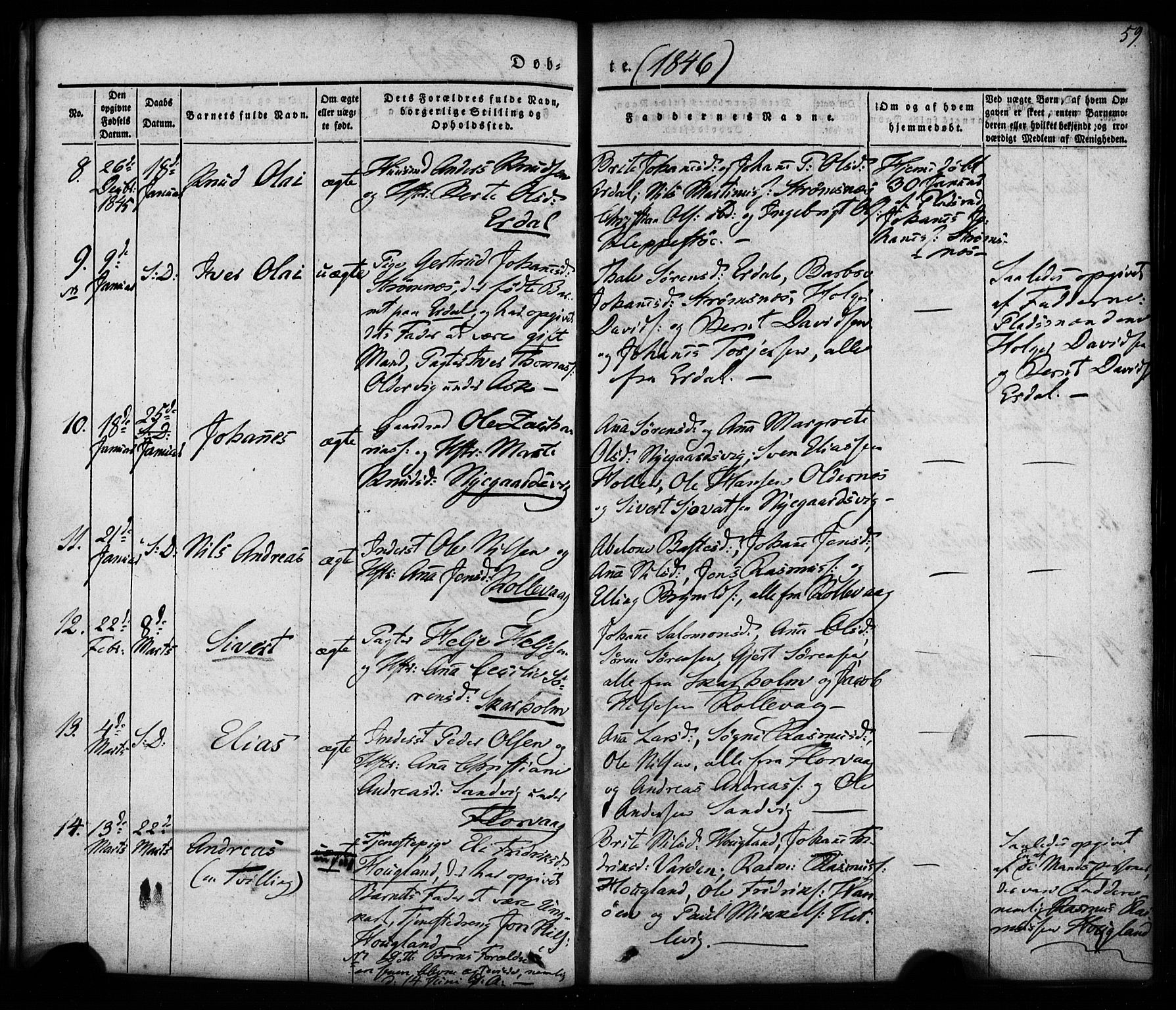 Askøy Sokneprestembete, AV/SAB-A-74101/H/Ha/Haa/Haaa/L0005: Parish register (official) no. A 5, 1836-1852, p. 59