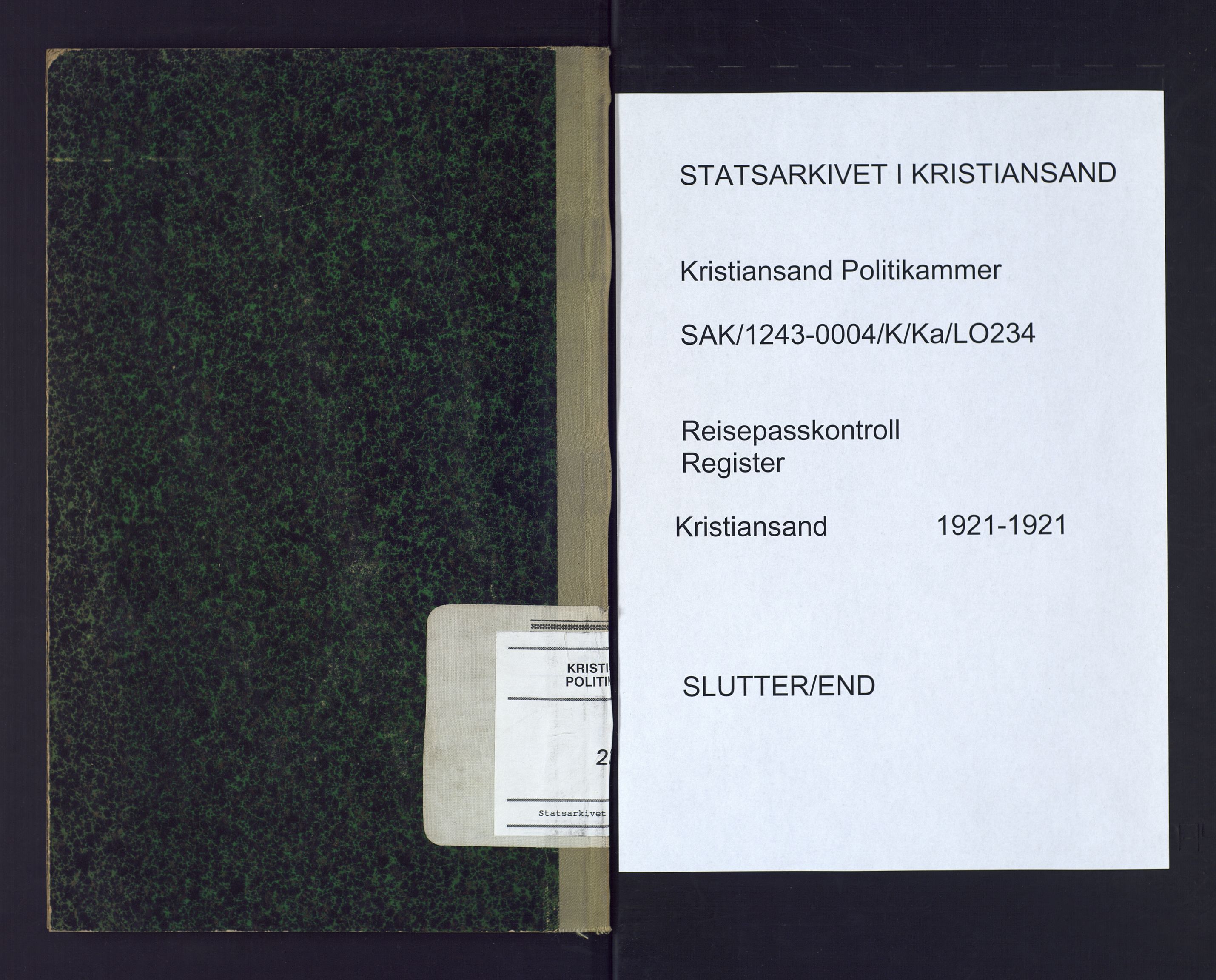 Kristiansand politikammer, AV/SAK-1243-0004/K/Ka/L0234: Register til passprotokoll, 1921, p. 51