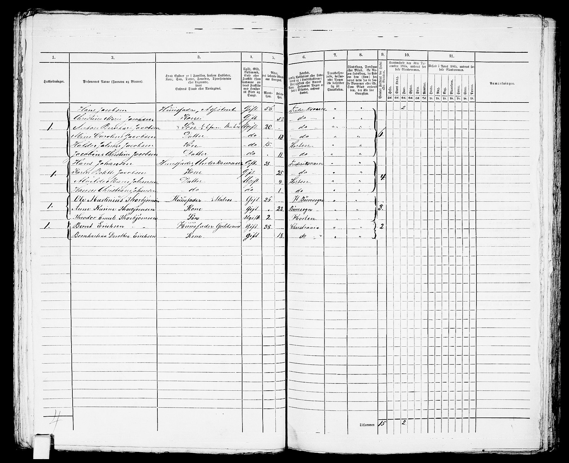 RA, 1865 census for Horten, 1865, p. 673