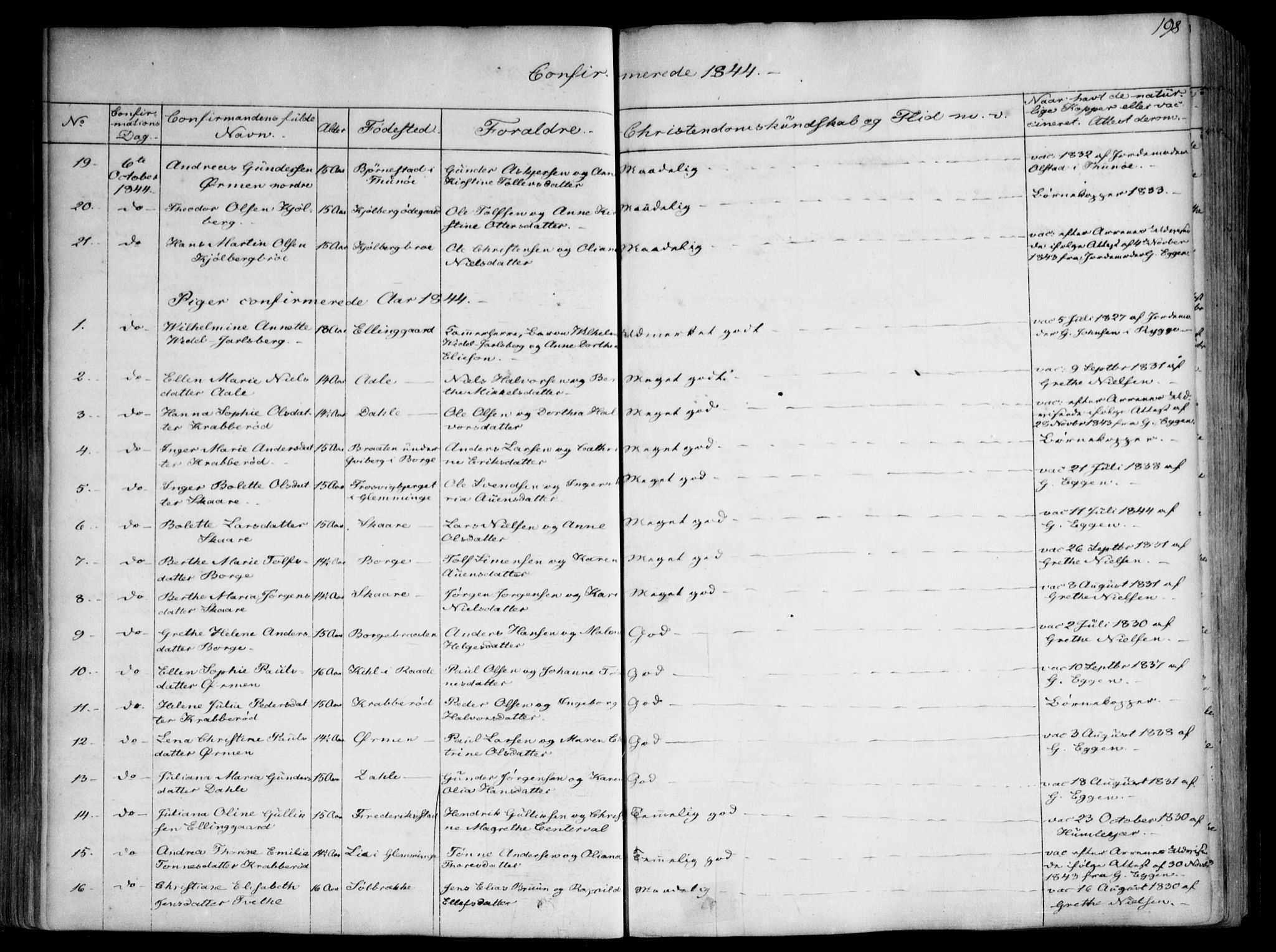 Onsøy prestekontor Kirkebøker, SAO/A-10914/F/Fa/L0003: Parish register (official) no. I 3, 1841-1860, p. 198