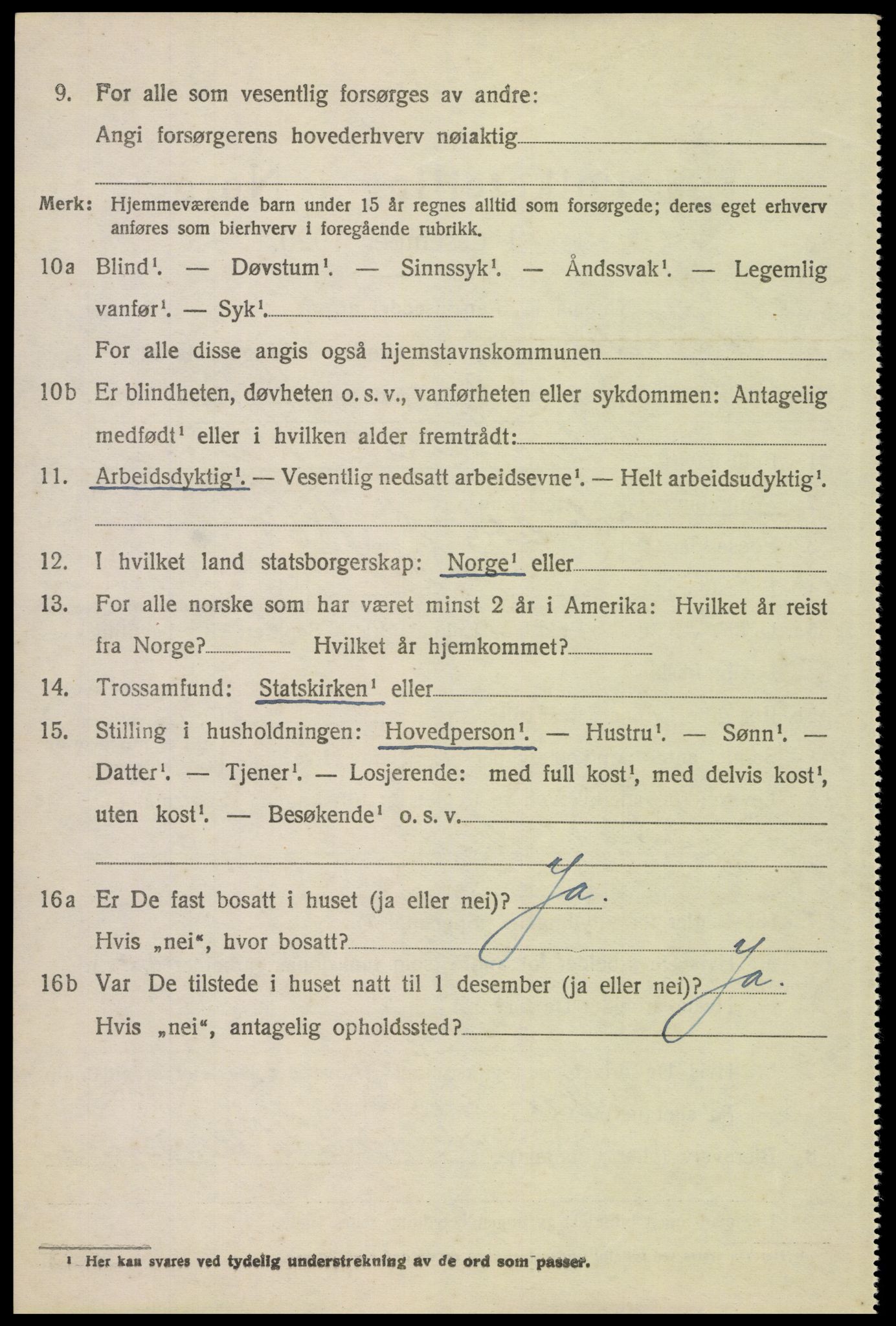 SAH, 1920 census for Tynset, 1920, p. 1631