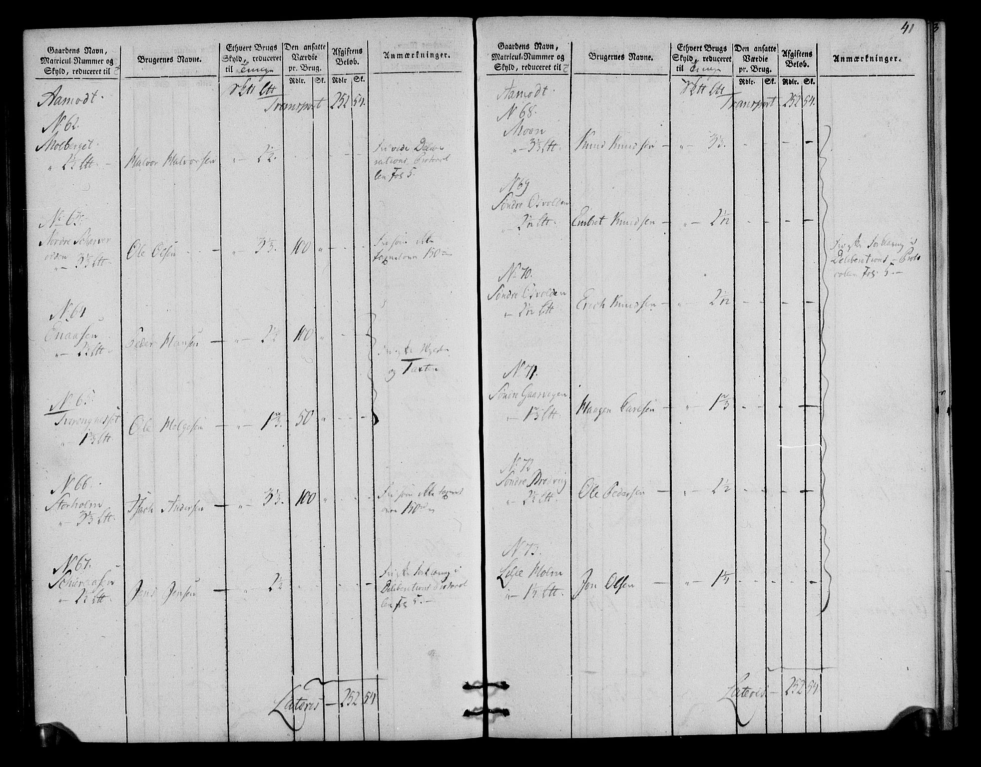 Rentekammeret inntil 1814, Realistisk ordnet avdeling, RA/EA-4070/N/Ne/Nea/L0030: Østerdal fogderi. Oppebørselsregister, 1803-1804, p. 43