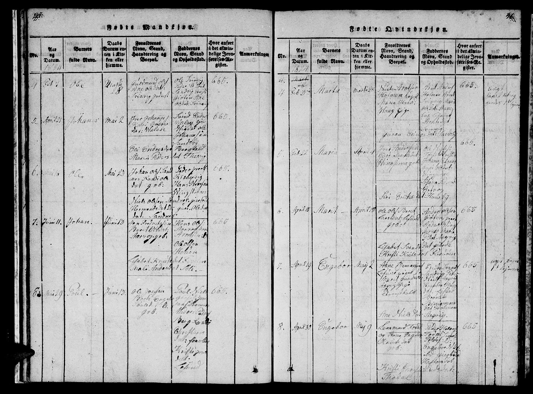 Ministerialprotokoller, klokkerbøker og fødselsregistre - Møre og Romsdal, AV/SAT-A-1454/578/L0908: Parish register (copy) no. 578C01, 1819-1837, p. 45-46