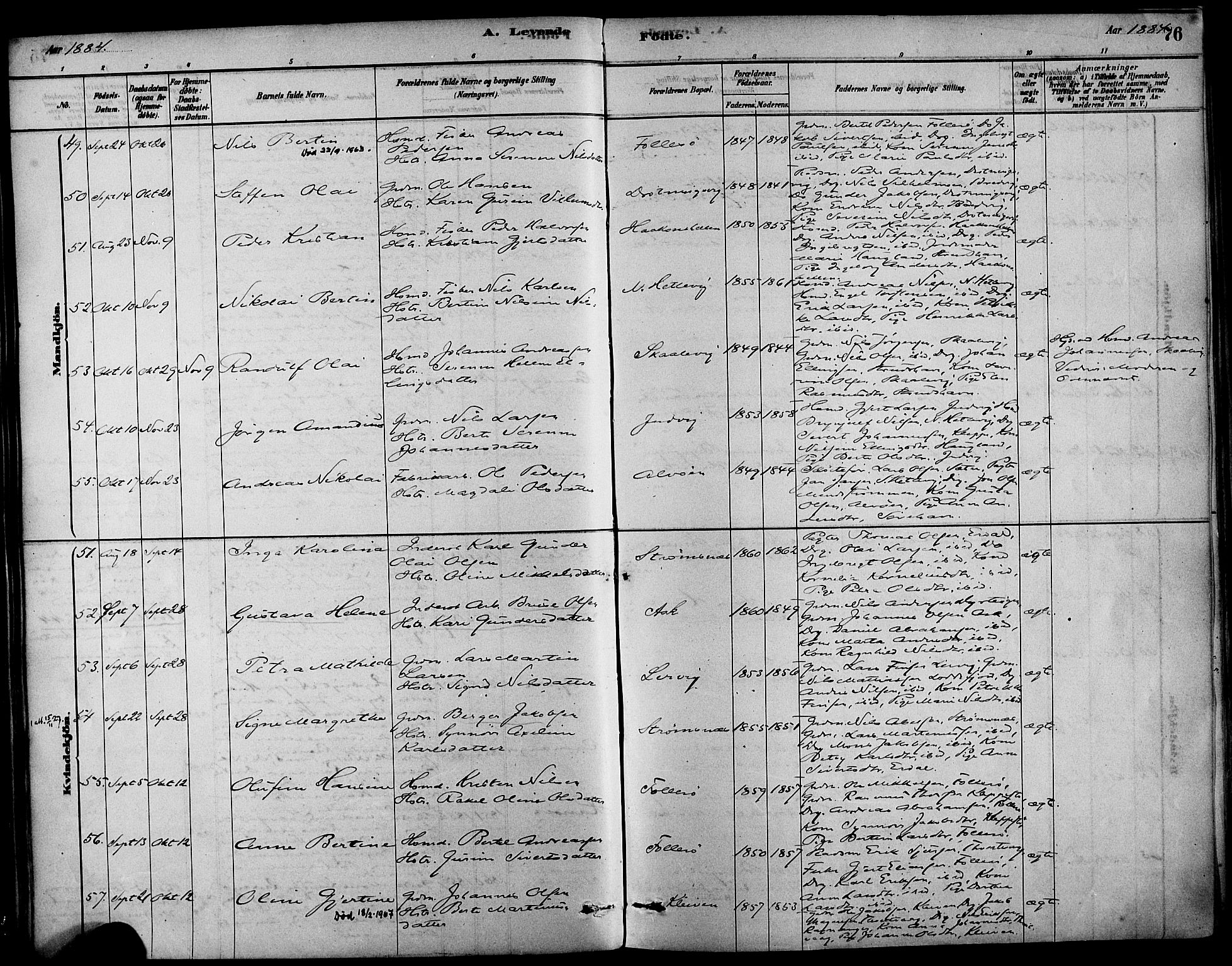 Askøy Sokneprestembete, AV/SAB-A-74101/H/Ha/Haa/Haab/L0001: Parish register (official) no. B 1, 1878-1889, p. 76