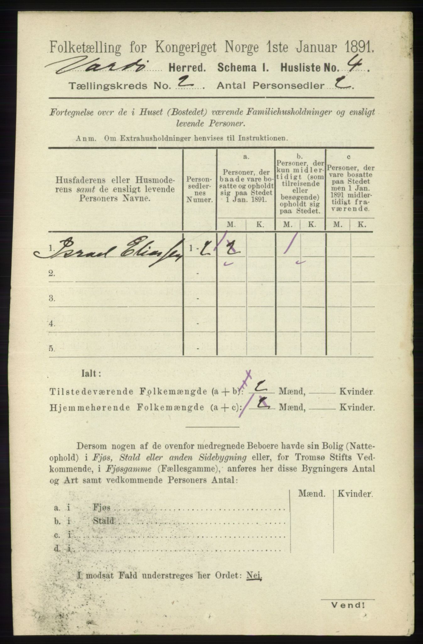 RA, 1891 census for 2028 Vardø, 1891, p. 213