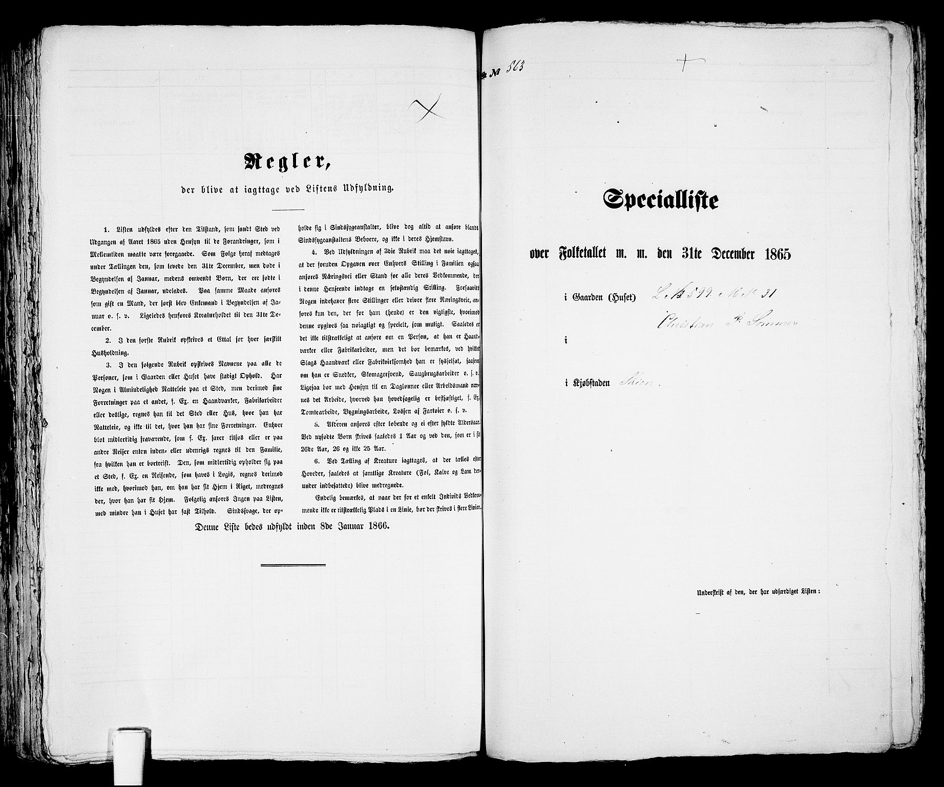 RA, 1865 census for Skien, 1865, p. 1154