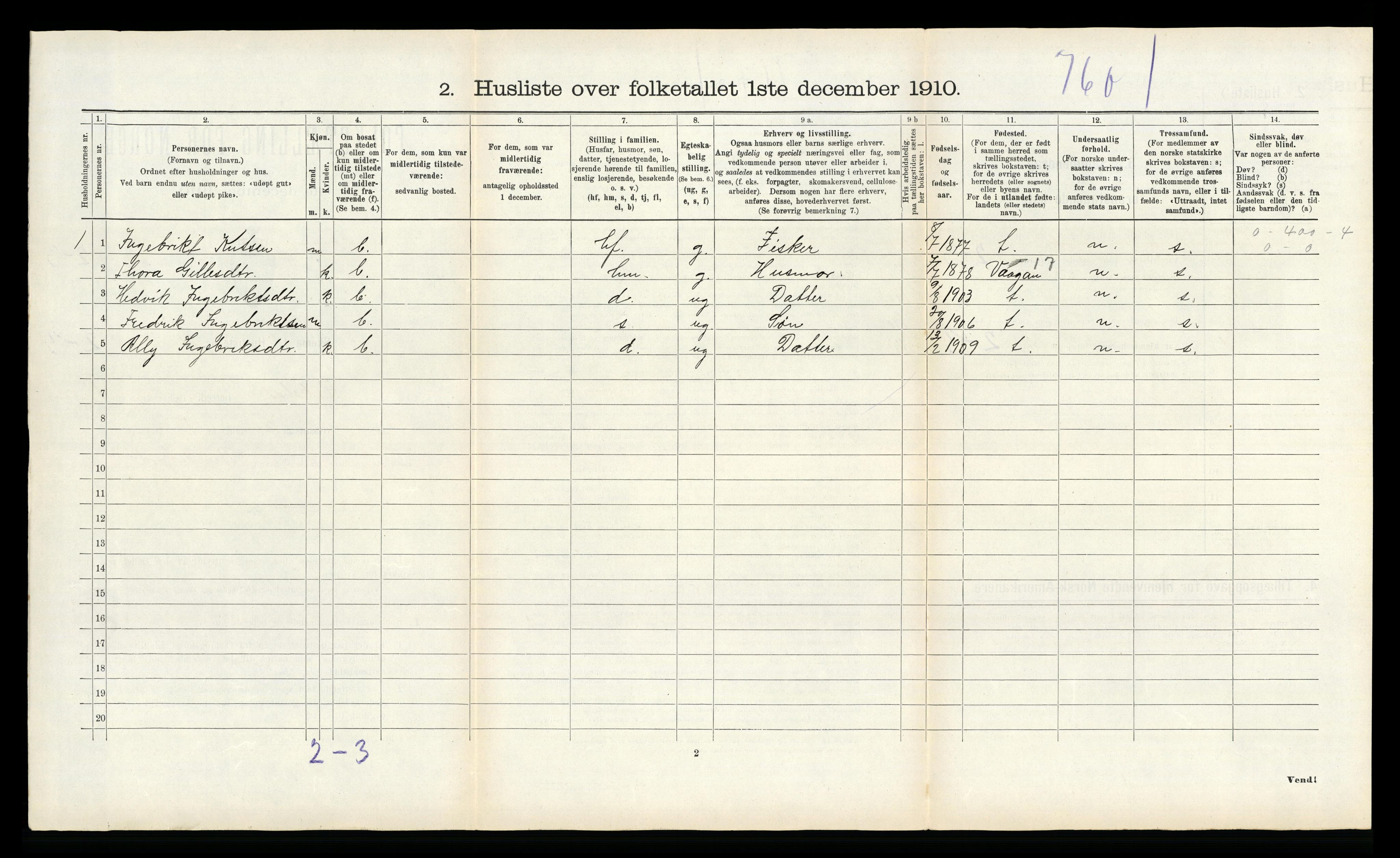 RA, 1910 census for Flakstad, 1910, p. 471