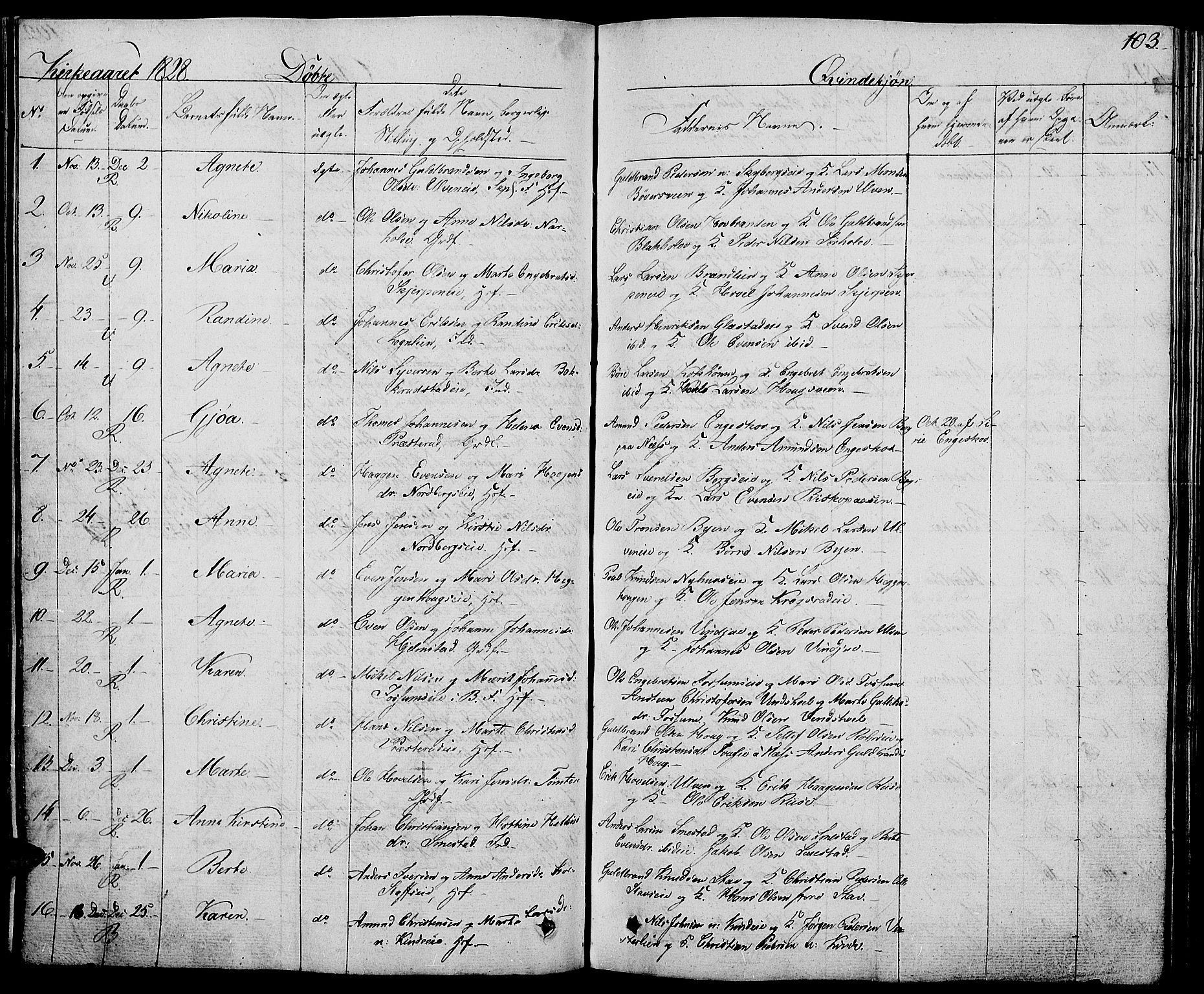 Ringsaker prestekontor, AV/SAH-PREST-014/L/La/L0004: Parish register (copy) no. 4, 1827-1838, p. 103