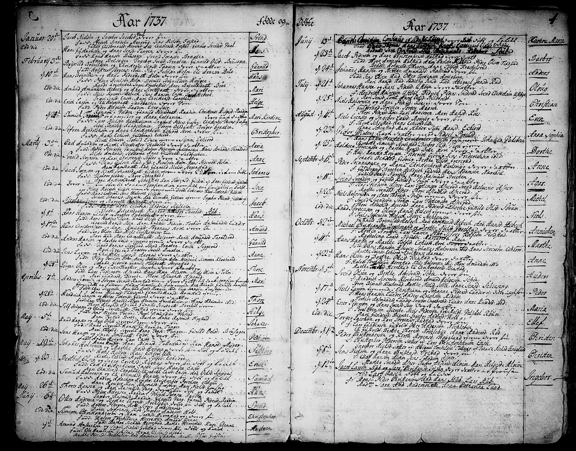 Kråkstad prestekontor Kirkebøker, SAO/A-10125a/F/Fa/L0001: Parish register (official) no. I 1, 1736-1785, p. 4