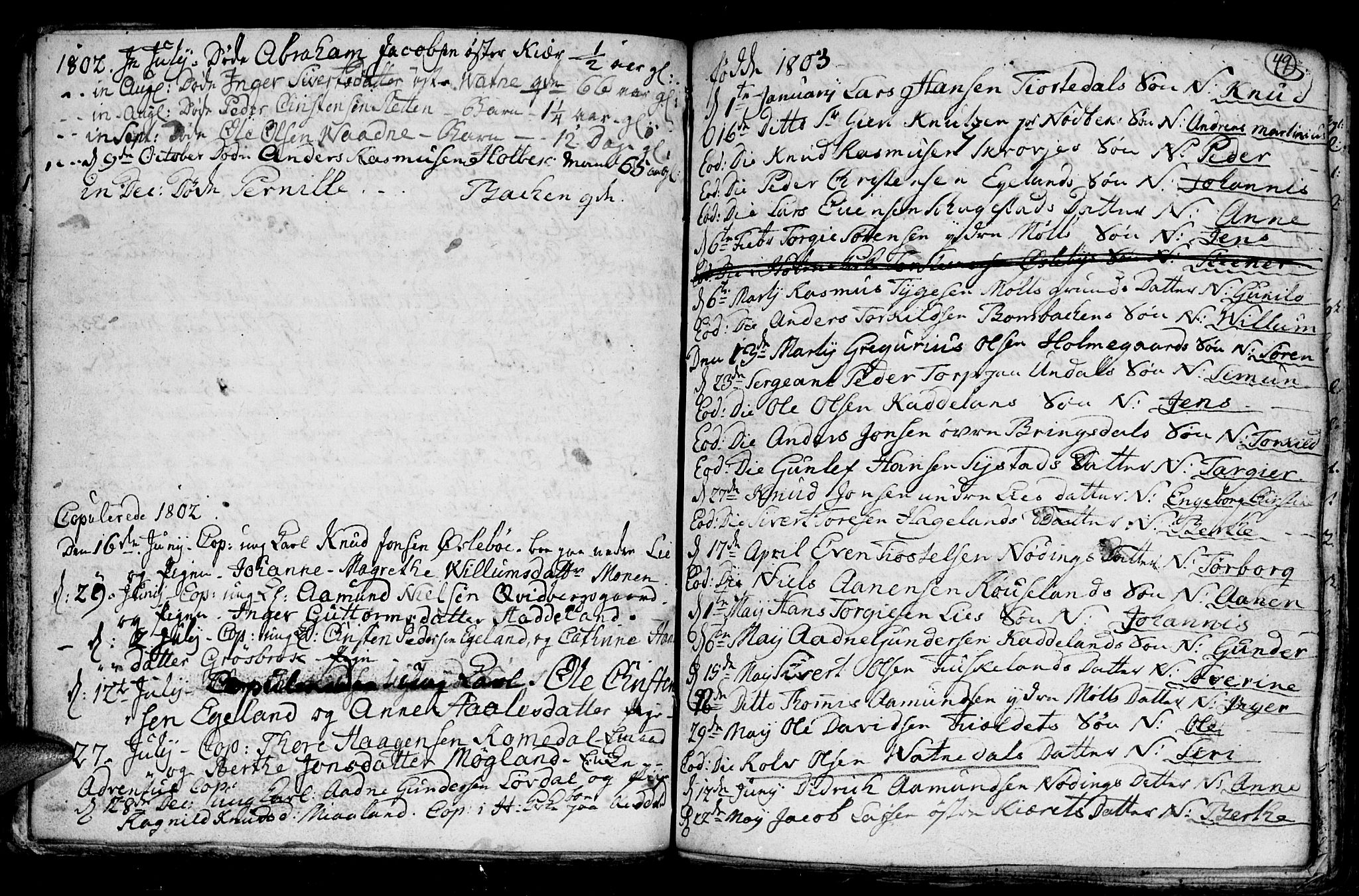 Holum sokneprestkontor, AV/SAK-1111-0022/F/Fb/Fba/L0001: Parish register (copy) no. B 1 /1, 1770-1820, p. 49