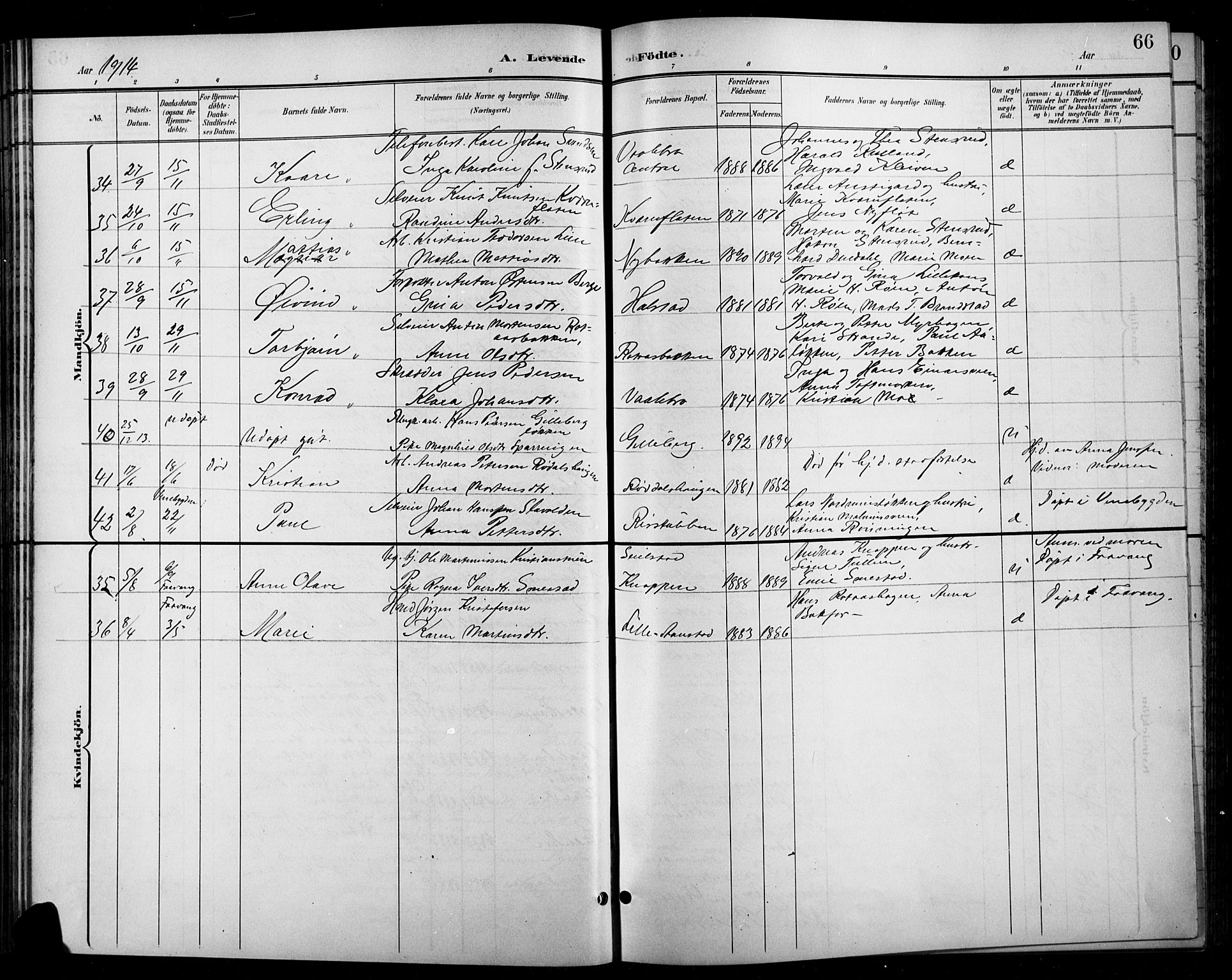 Ringebu prestekontor, SAH/PREST-082/H/Ha/Hab/L0009: Parish register (copy) no. 9, 1899-1921, p. 66