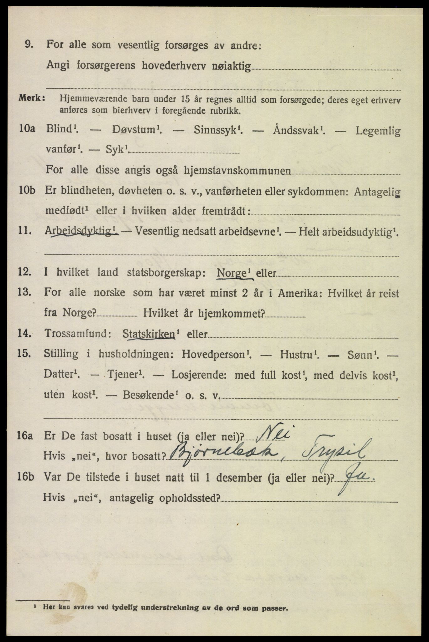 SAH, 1920 census for Trysil, 1920, p. 7072