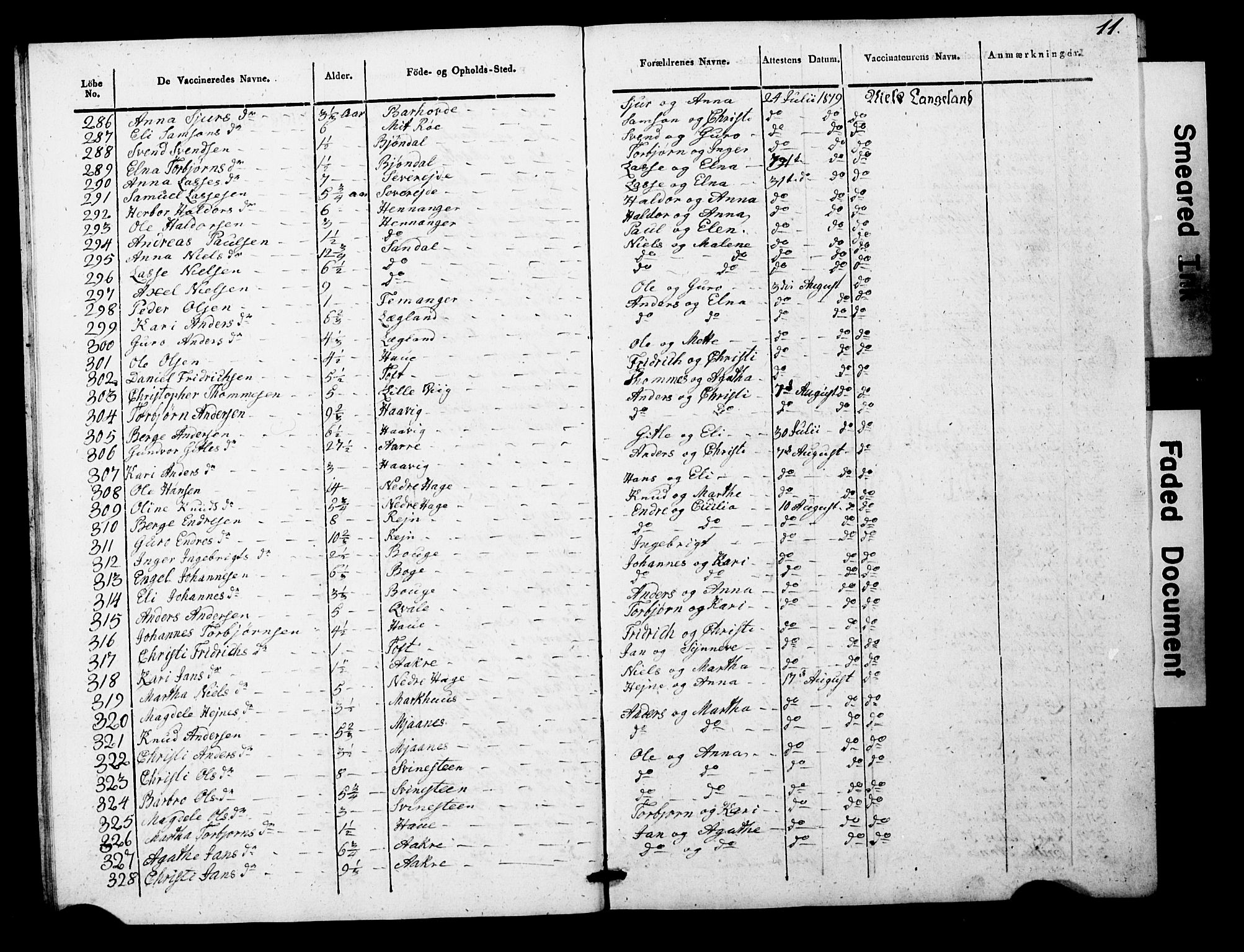 Os sokneprestembete, AV/SAB-A-99929: Parish register (official) no. A 19, 1817-1830, p. 11