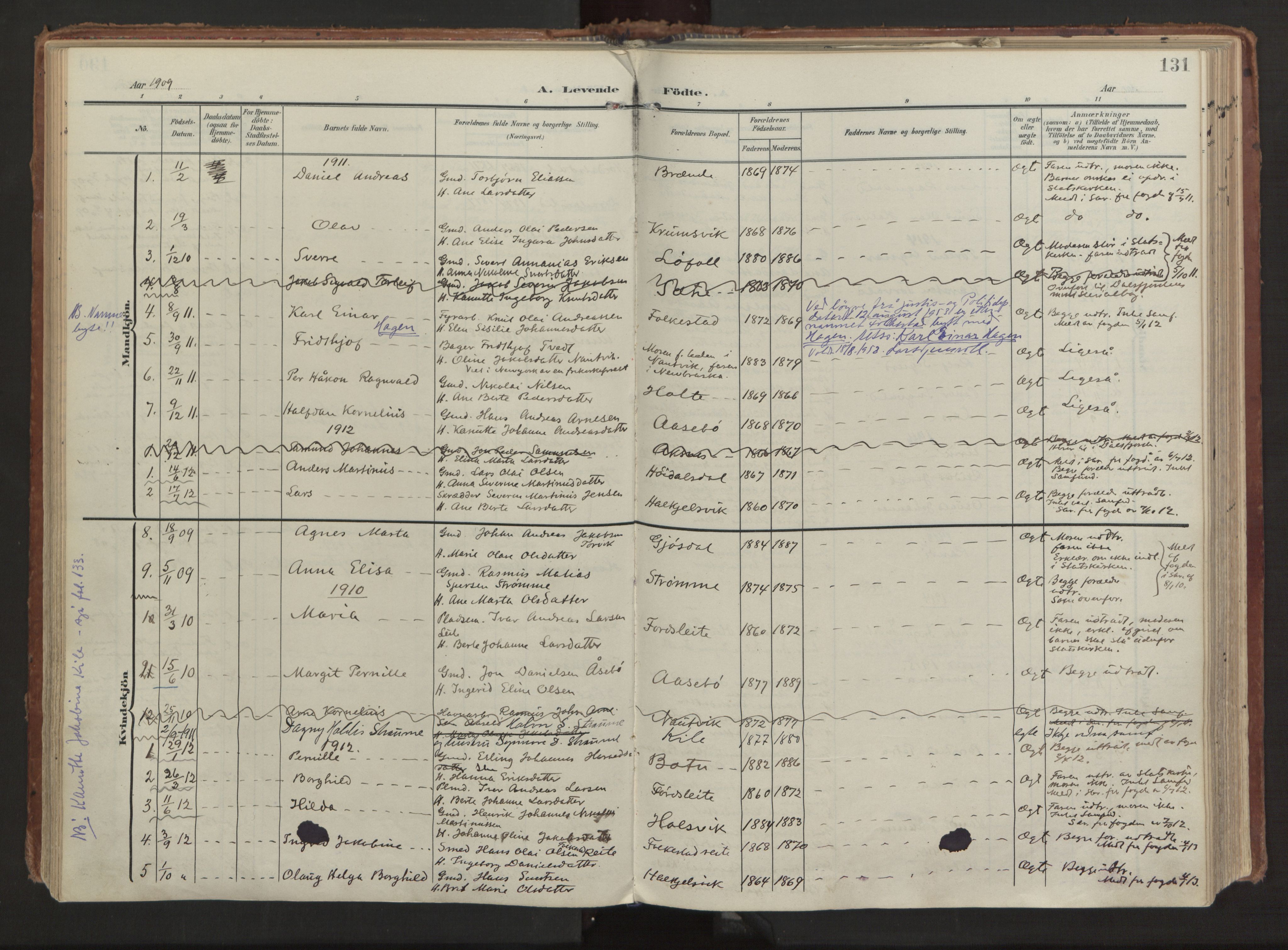 Ministerialprotokoller, klokkerbøker og fødselsregistre - Møre og Romsdal, AV/SAT-A-1454/511/L0144: Parish register (official) no. 511A11, 1906-1923, p. 131