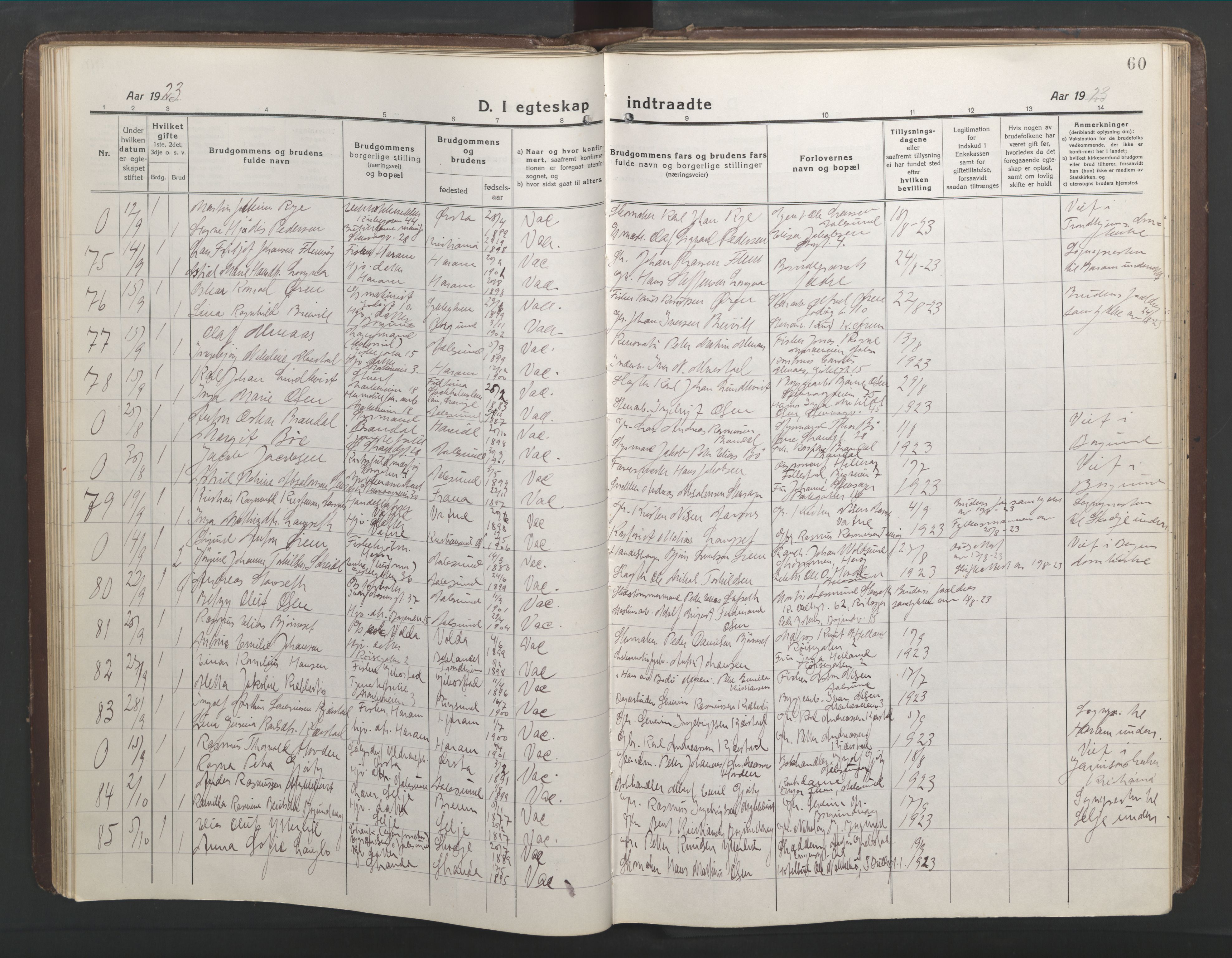 Ministerialprotokoller, klokkerbøker og fødselsregistre - Møre og Romsdal, AV/SAT-A-1454/529/L0473: Parish register (copy) no. 529C10, 1918-1941, p. 60