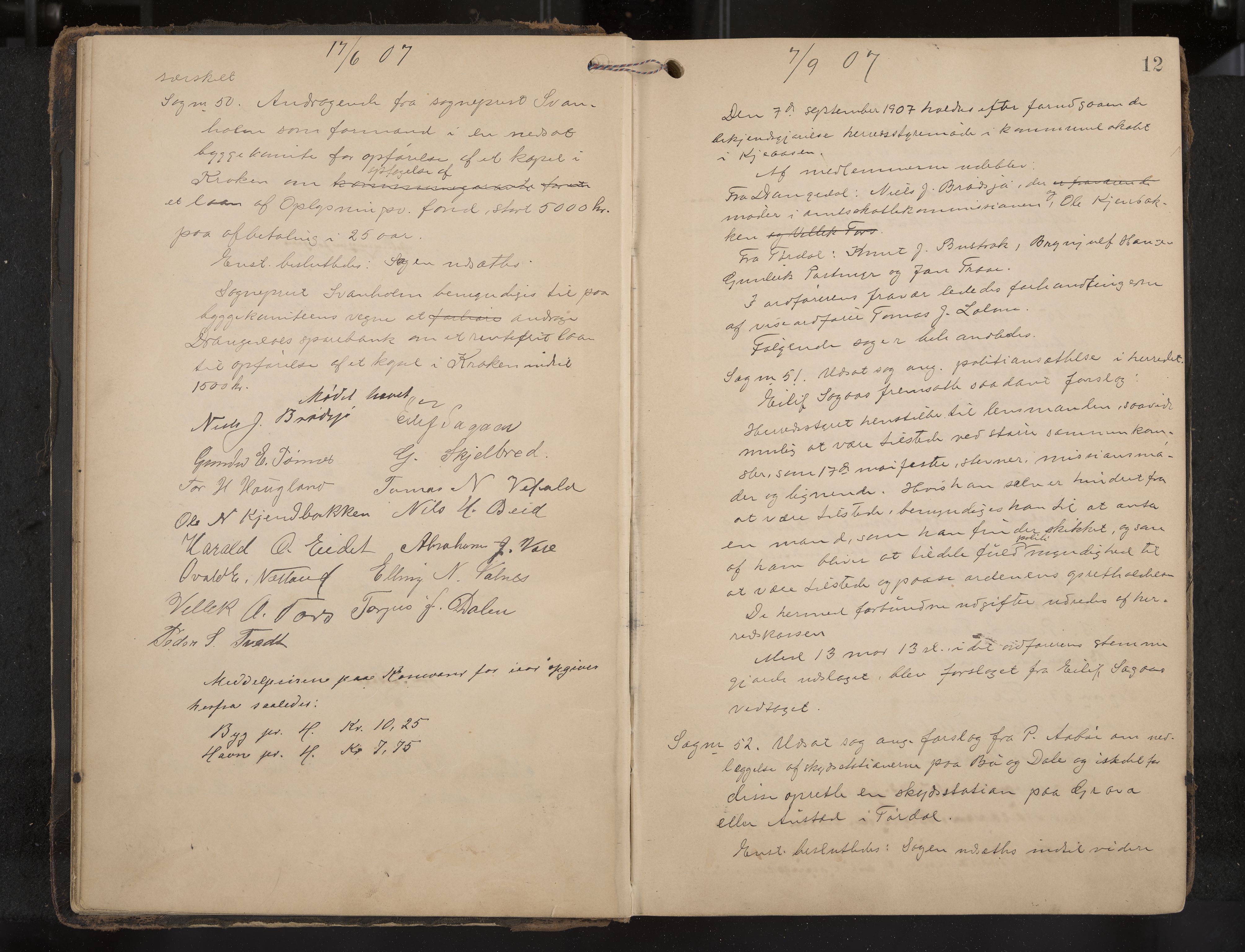 Drangedal formannskap og sentraladministrasjon, IKAK/0817021/A/L0004: Møtebok, 1907-1914, p. 12