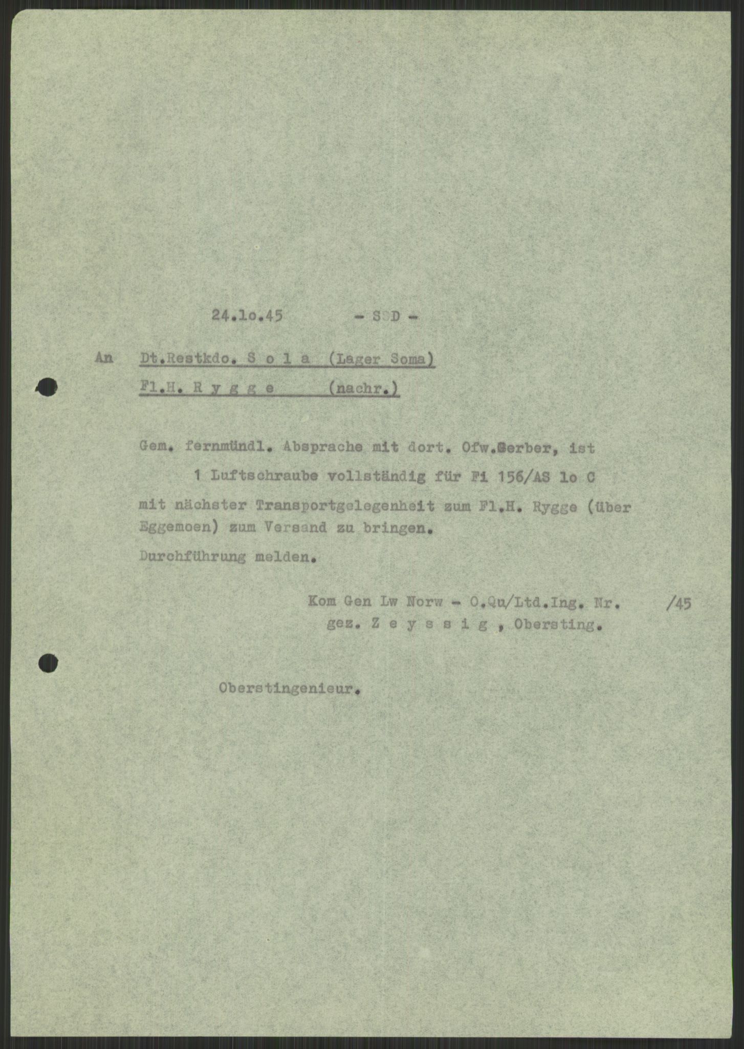 Deutscher Oberbefehlshaber Norwegen (DOBN), AV/RA-RAFA-2197/D/Di/L0066: AOK 20/WBN-DOBN Luftwaffe/Komm G. d.Dt.Lw. in Norwegen, 1945, p. 779