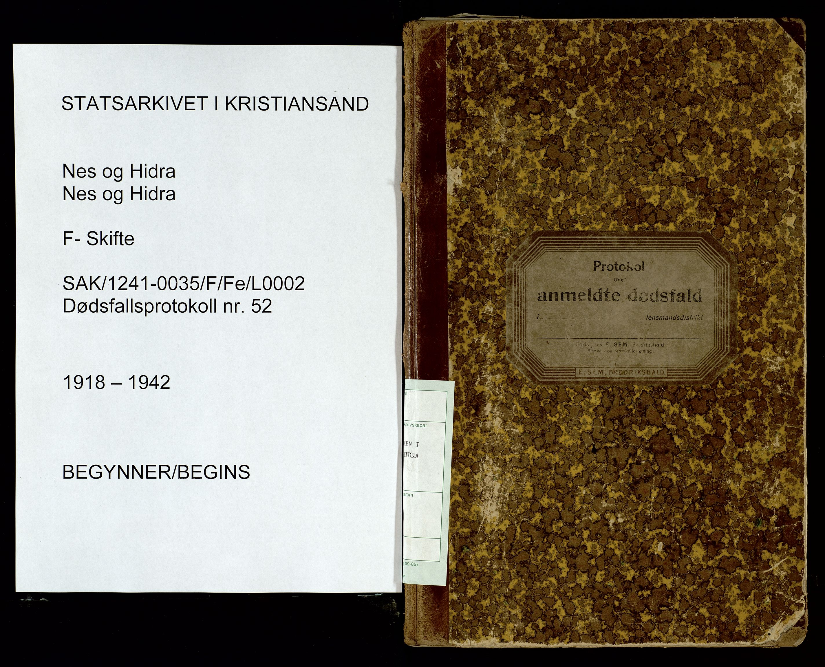 Bakke og Gyland lensmannskontor, SAK/1241-0002/F/Fe/L0006: Anmeldte dødsfall nr 57A, 1918-1942