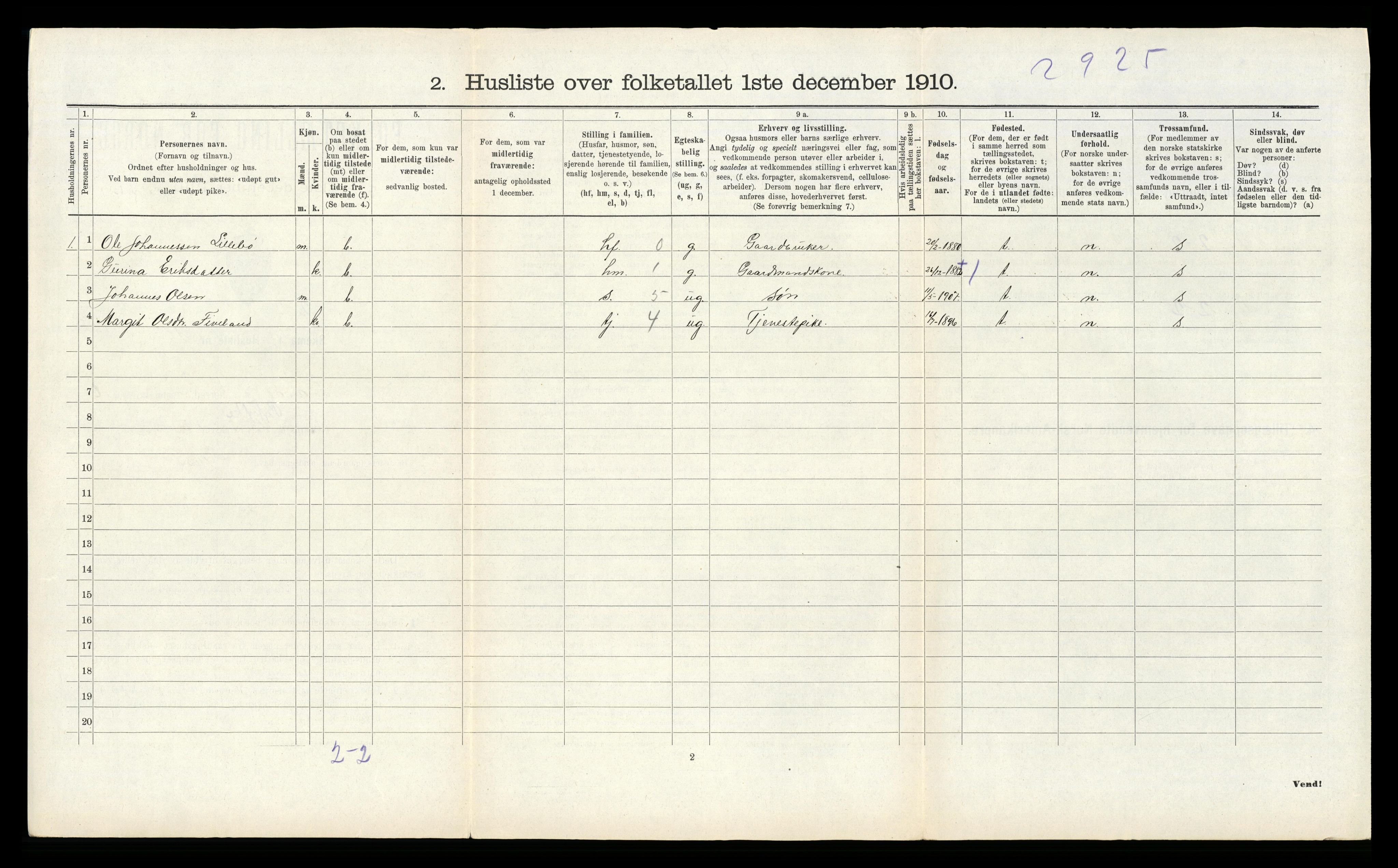 RA, 1910 census for Sauda, 1910, p. 493