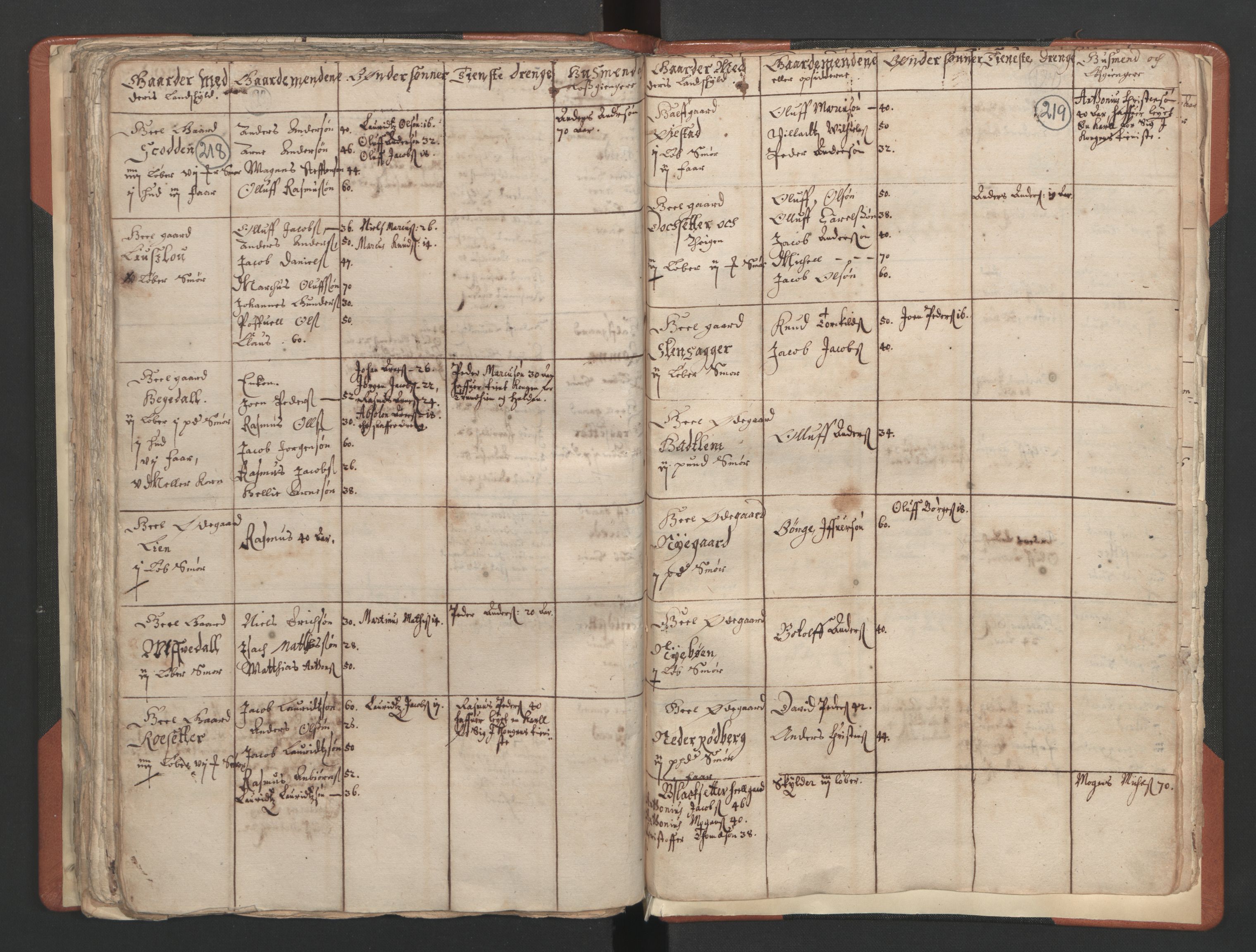 RA, Vicar's Census 1664-1666, no. 25: Nordfjord deanery, 1664-1666, p. 218-219