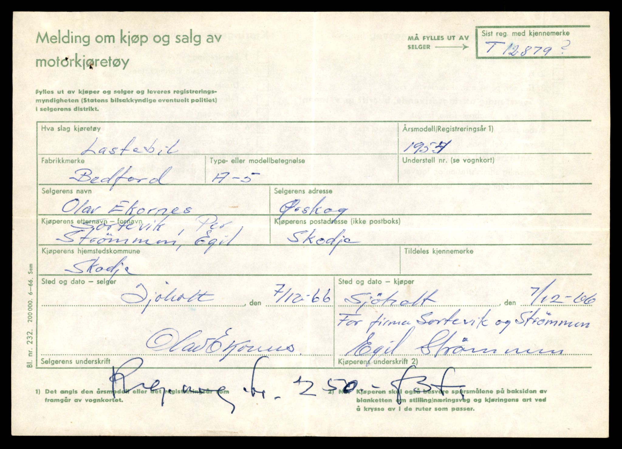 Møre og Romsdal vegkontor - Ålesund trafikkstasjon, AV/SAT-A-4099/F/Fe/L0036: Registreringskort for kjøretøy T 12831 - T 13030, 1927-1998, p. 831