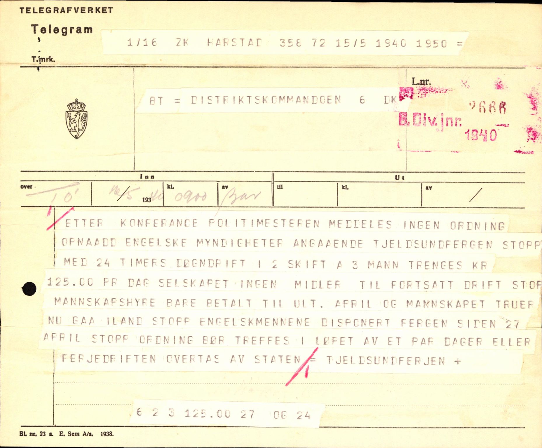 Forsvaret, Forsvarets krigshistoriske avdeling, AV/RA-RAFA-2017/Y/Yb/L0123: II-C-11-600  -  6. Divisjon med avdelinger, 1940, p. 662