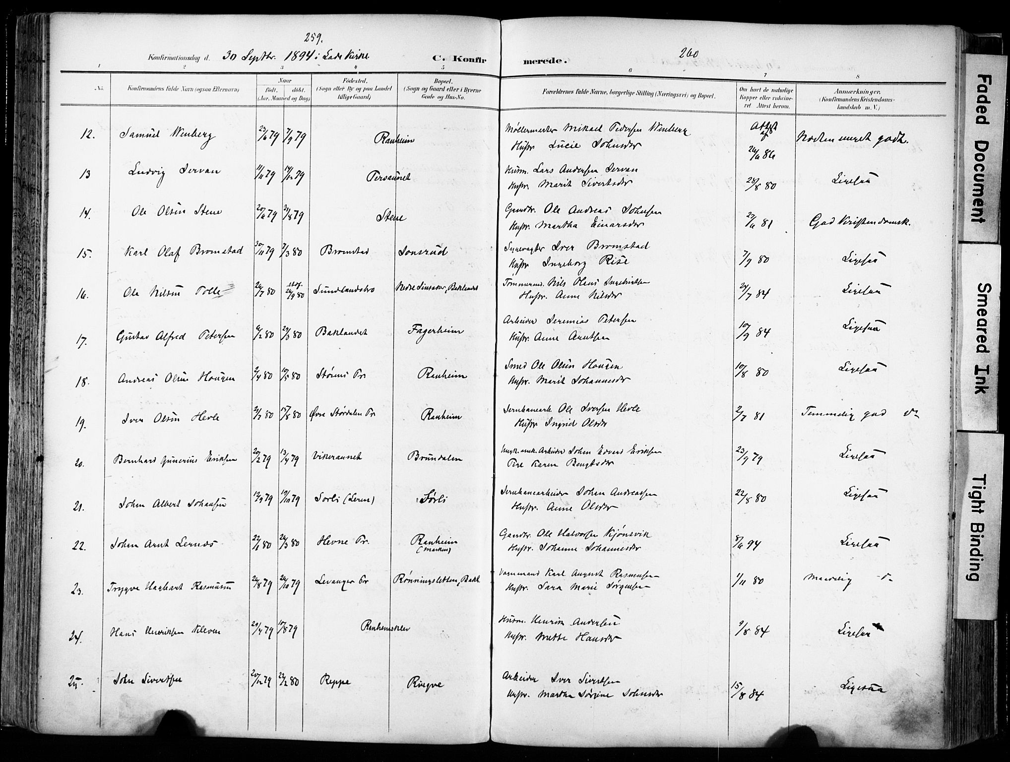 Ministerialprotokoller, klokkerbøker og fødselsregistre - Sør-Trøndelag, SAT/A-1456/606/L0301: Parish register (official) no. 606A16, 1894-1907, p. 259-260