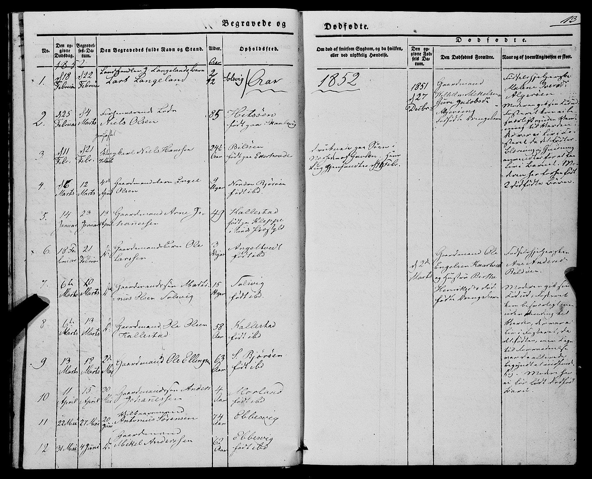 Fjell sokneprestembete, AV/SAB-A-75301/H/Haa: Parish register (official) no. A 7, 1847-1877, p. 13