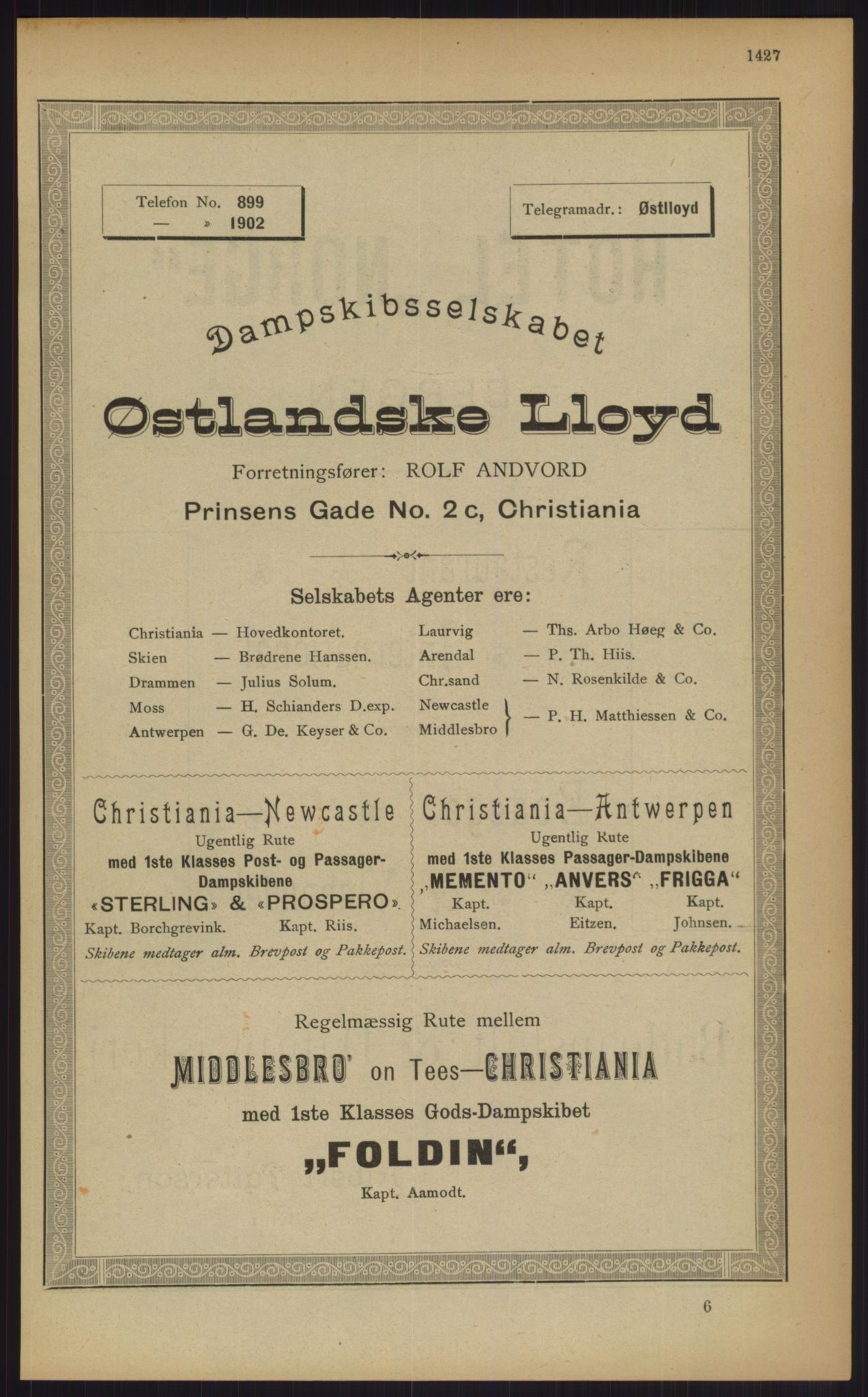 Kristiania/Oslo adressebok, PUBL/-, 1903, p. 1427