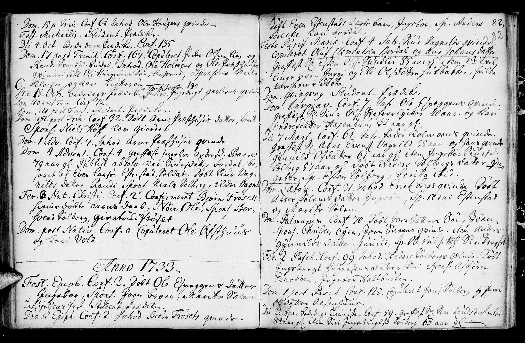 Ministerialprotokoller, klokkerbøker og fødselsregistre - Sør-Trøndelag, SAT/A-1456/689/L1036: Parish register (official) no. 689A01, 1696-1746, p. 82