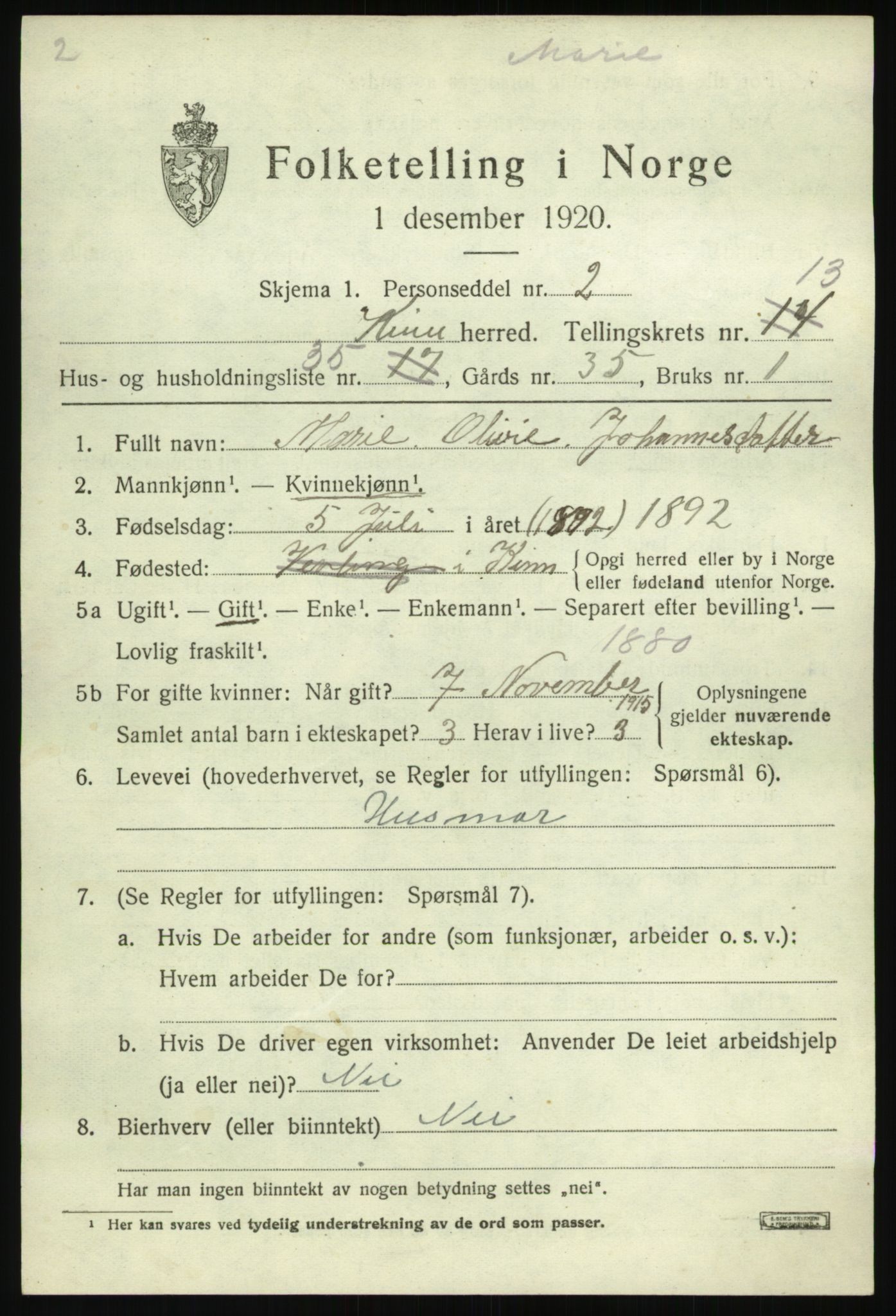 SAB, 1920 census for Kinn, 1920, p. 5099