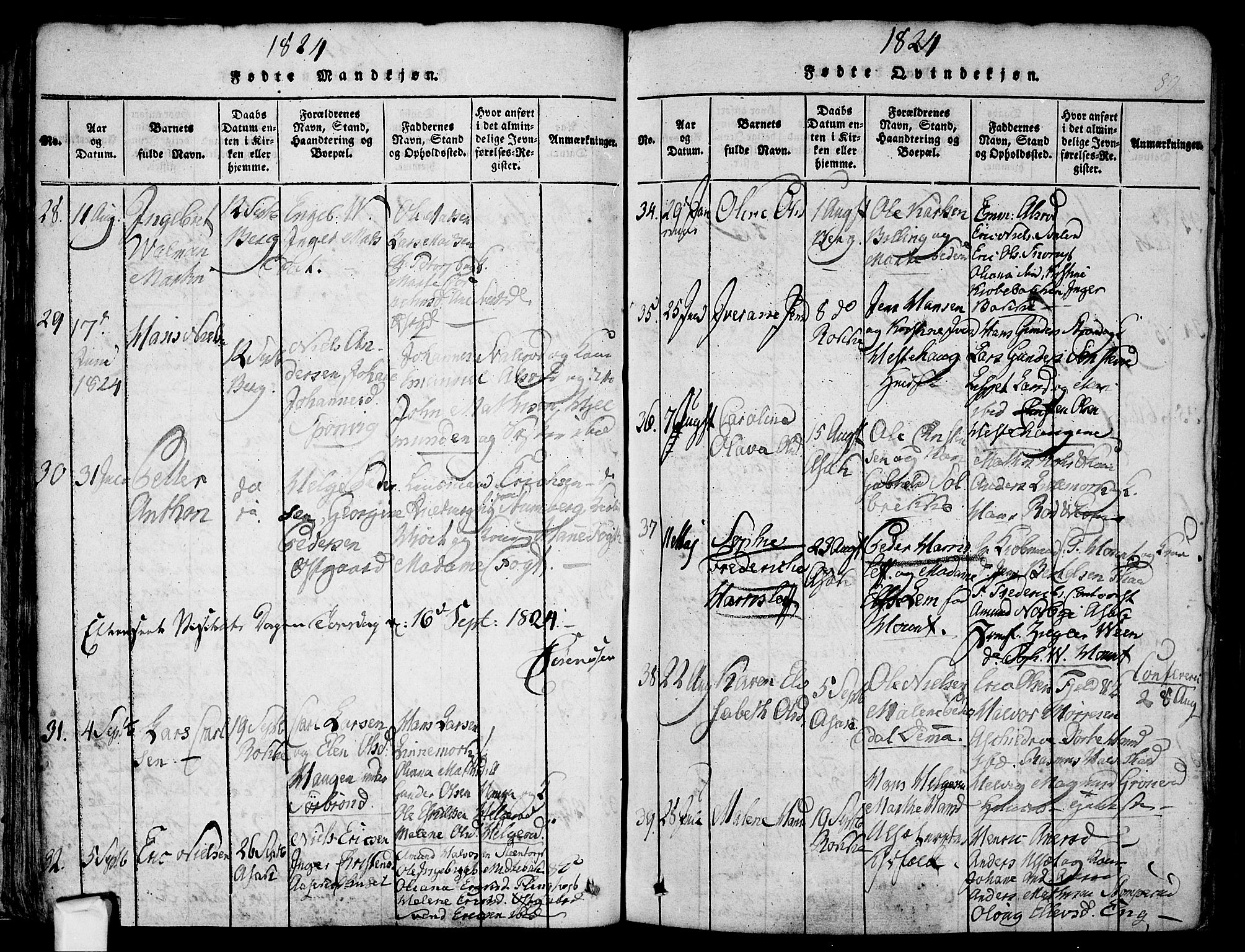 Berg prestekontor Kirkebøker, AV/SAO-A-10902/F/Fa/L0002: Parish register (official) no. I 2, 1815-1831, p. 89