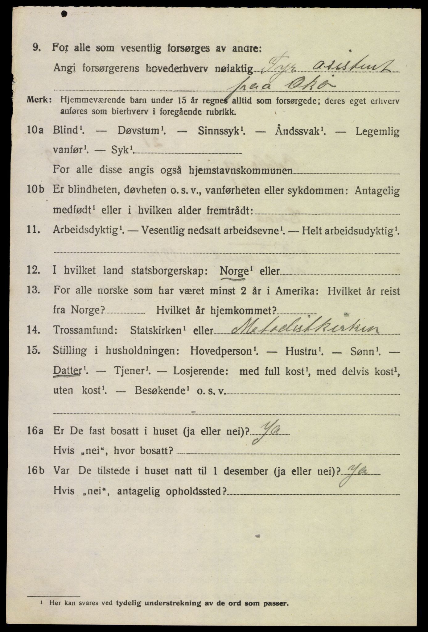 SAK, 1920 census for Oddernes, 1920, p. 4058