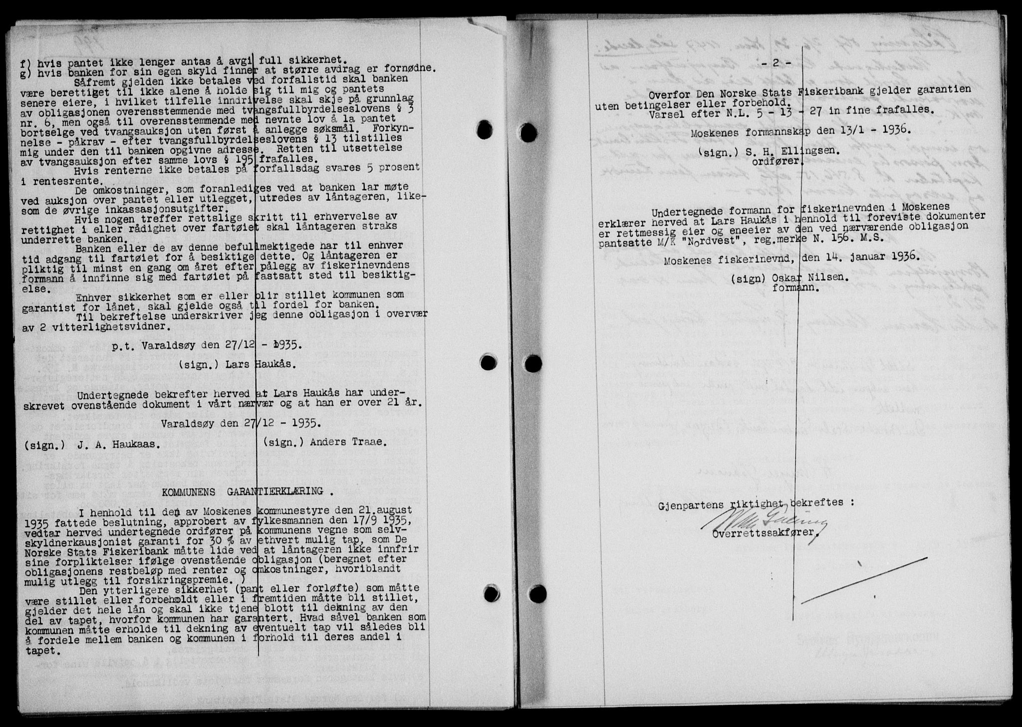Lofoten sorenskriveri, SAT/A-0017/1/2/2C/L0033b: Mortgage book no. 33b, 1936-1936, Diary no: : 199/1936