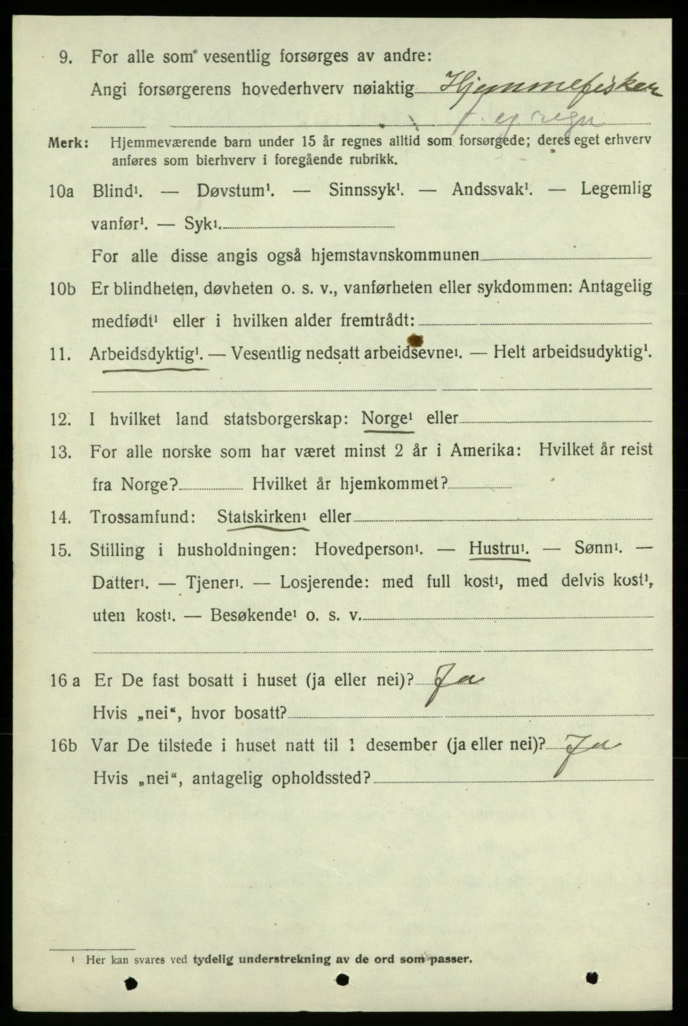 SAB, 1920 census for Strandebarm, 1920, p. 2619