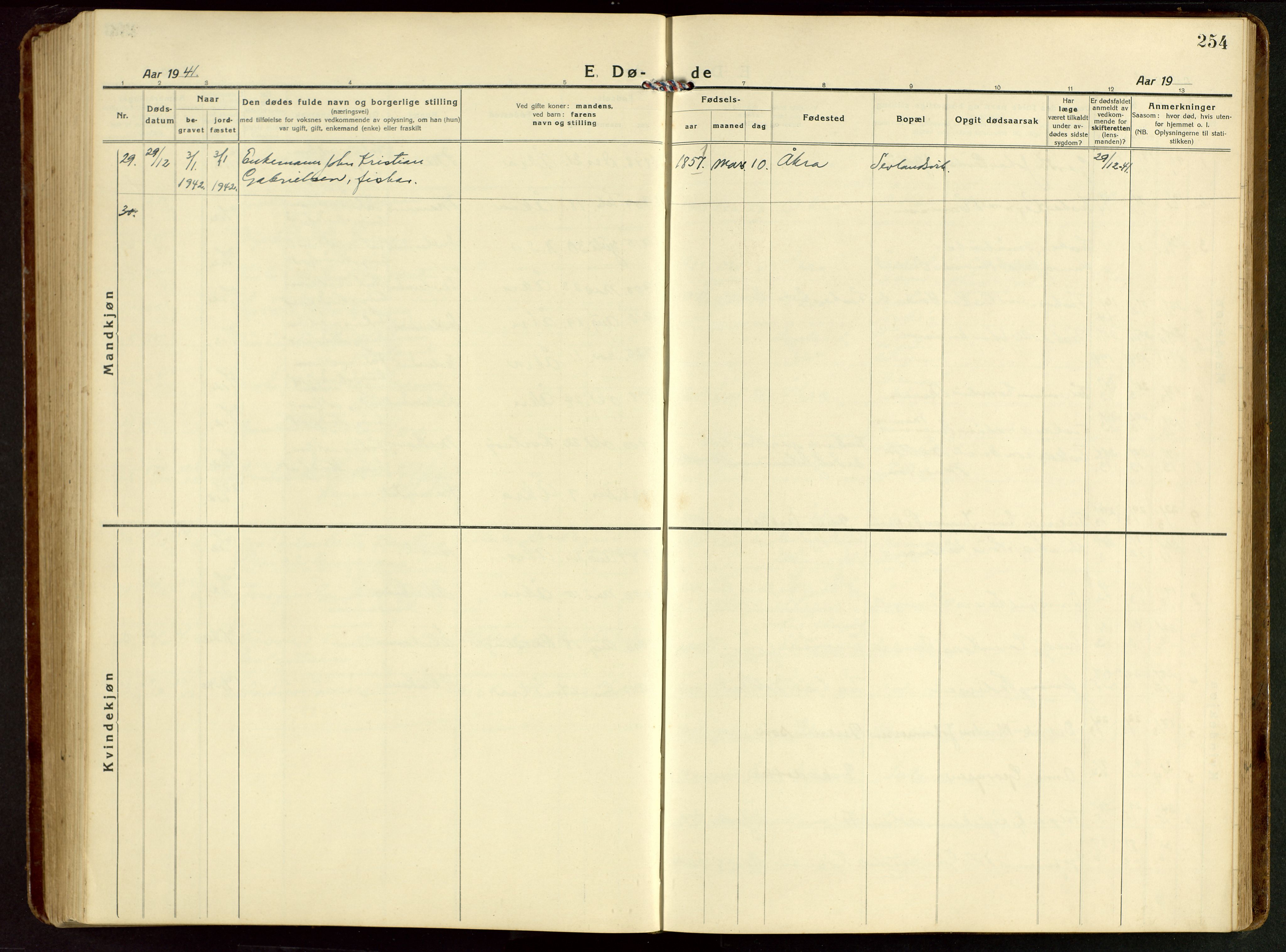 Kopervik sokneprestkontor, AV/SAST-A-101850/H/Ha/Hab/L0014: Parish register (copy) no. B 14, 1922-1947, p. 254