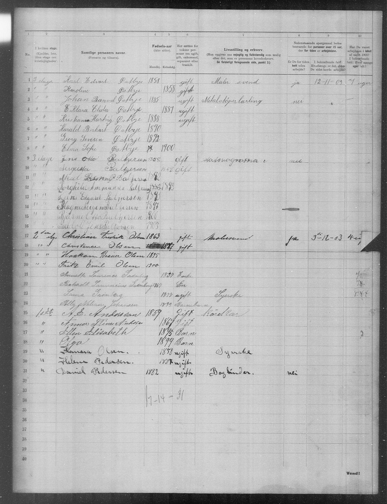 OBA, Municipal Census 1903 for Kristiania, 1903, p. 22289