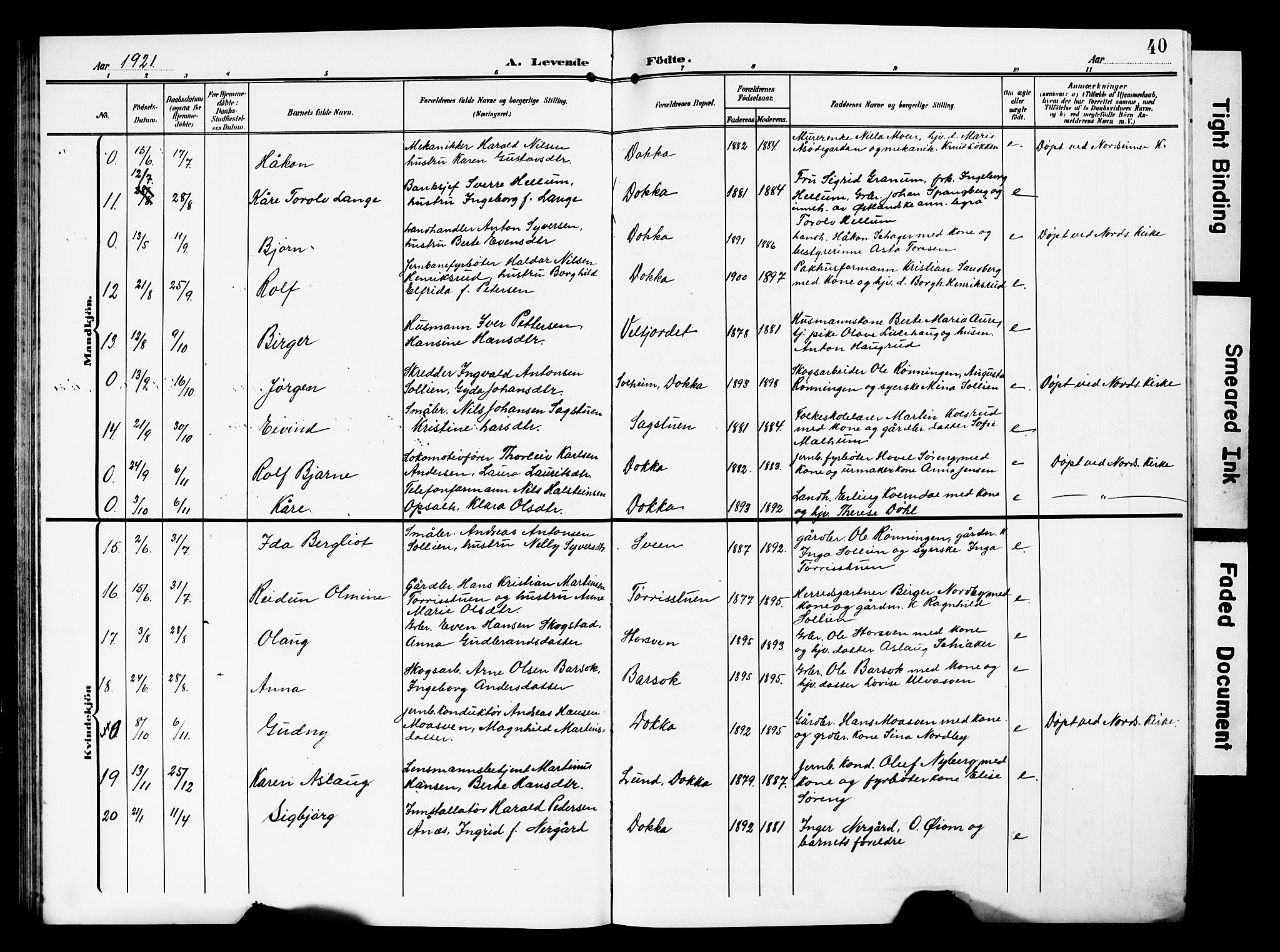 Nordre Land prestekontor, AV/SAH-PREST-124/H/Ha/Hab/L0001: Parish register (copy) no. 1, 1908-1931, p. 40