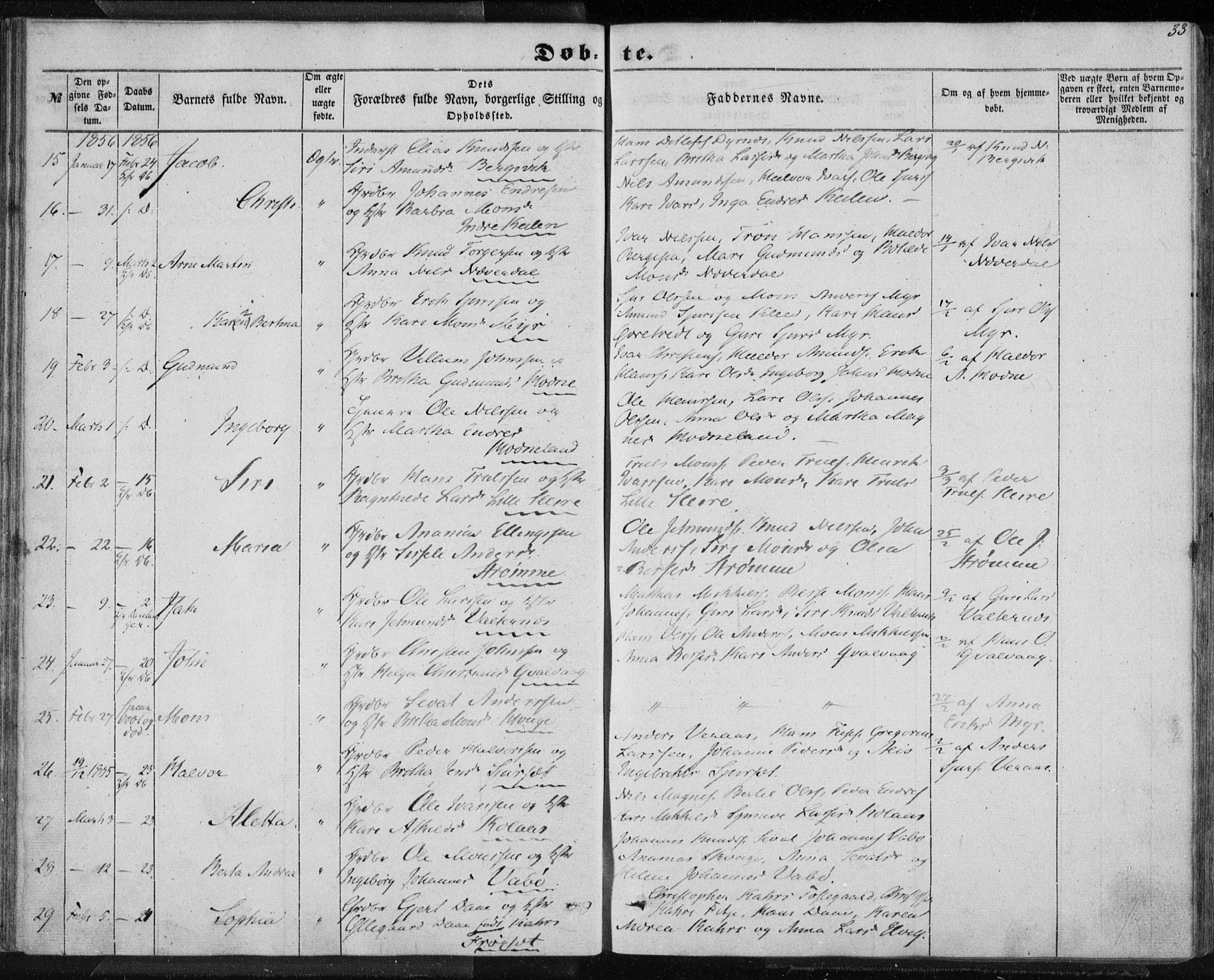 Lindås Sokneprestembete, SAB/A-76701/H/Haa: Parish register (official) no. A 11, 1854-1869, p. 33