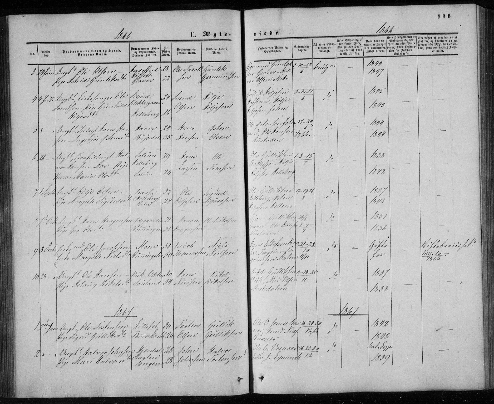 Gransherad kirkebøker, AV/SAKO-A-267/F/Fa/L0003: Parish register (official) no. I 3, 1859-1870, p. 136