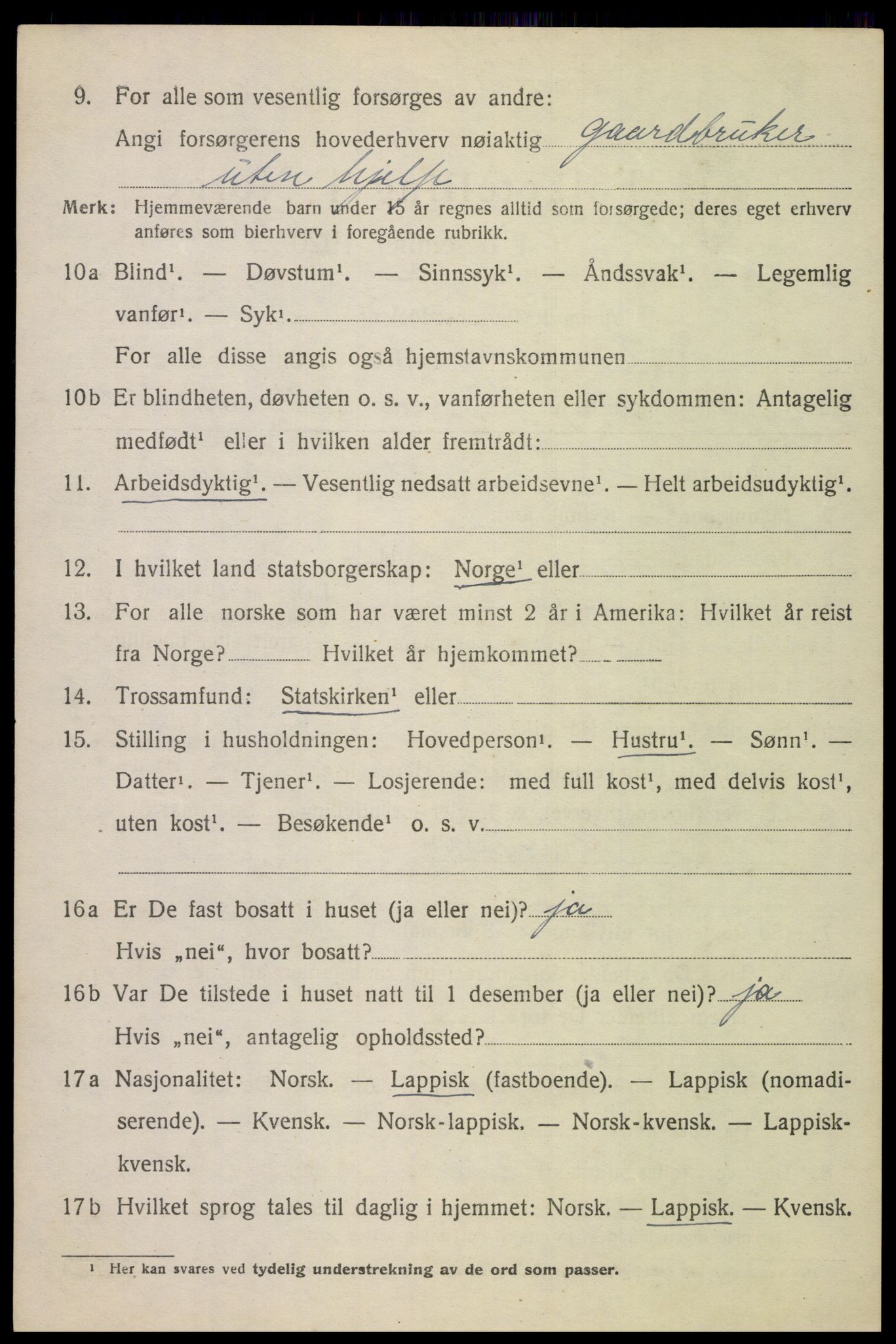 SAT, 1920 census for Evenes, 1920, p. 5453