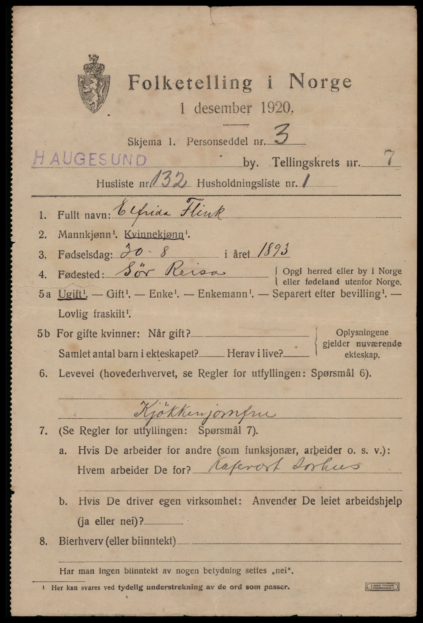 SAST, 1920 census for Haugesund, 1920, p. 27449