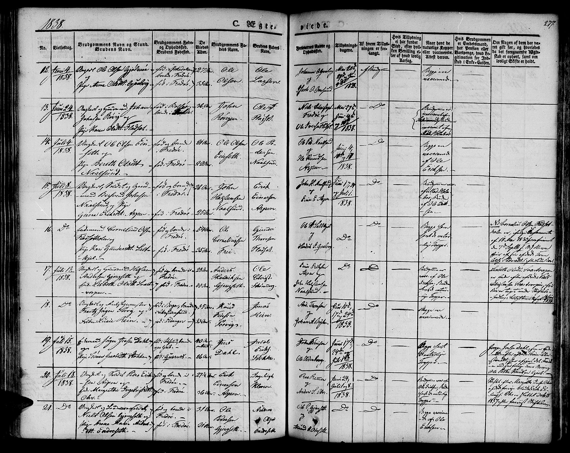 Ministerialprotokoller, klokkerbøker og fødselsregistre - Møre og Romsdal, SAT/A-1454/572/L0843: Parish register (official) no. 572A06, 1832-1842, p. 277