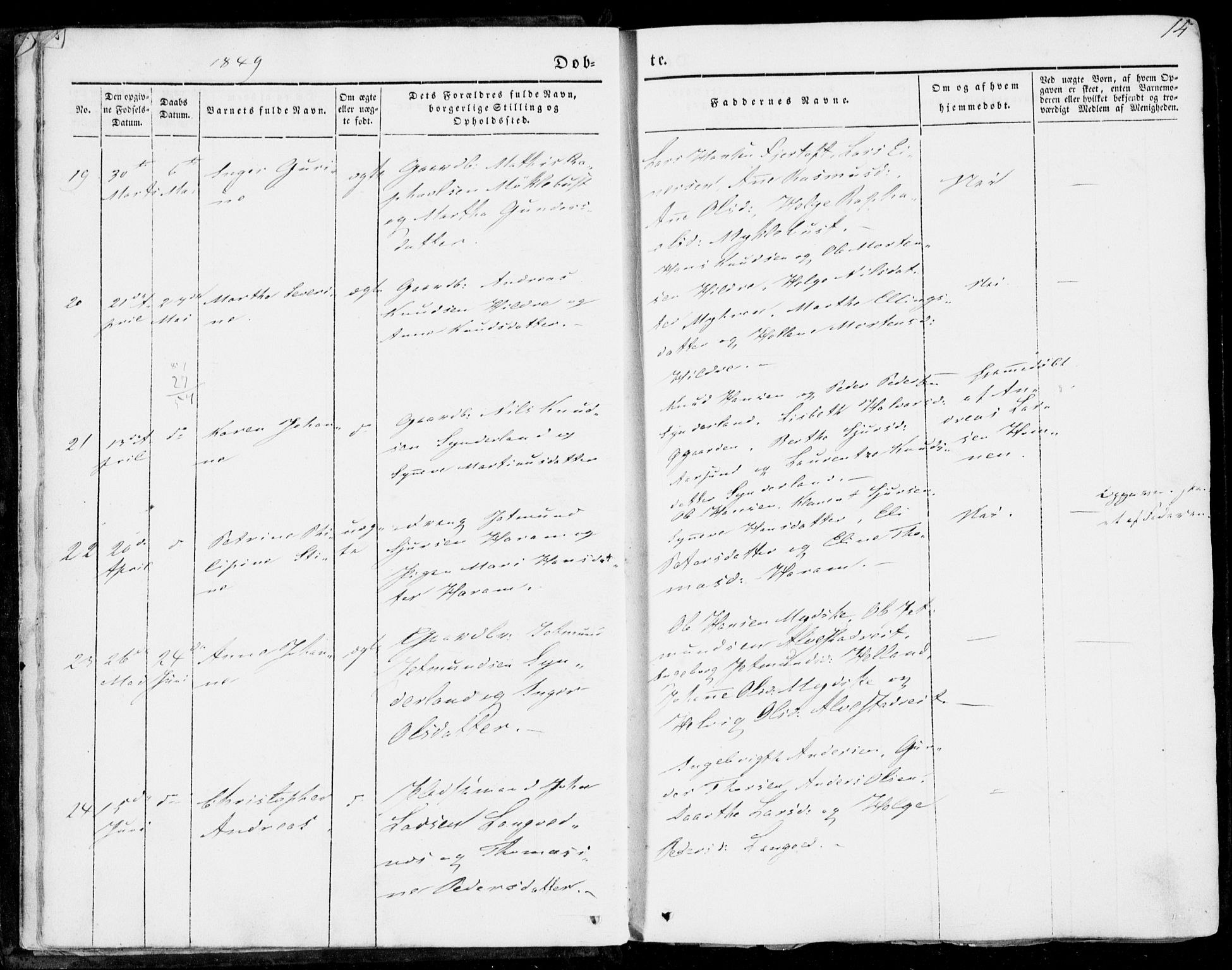 Ministerialprotokoller, klokkerbøker og fødselsregistre - Møre og Romsdal, AV/SAT-A-1454/536/L0497: Parish register (official) no. 536A06, 1845-1865, p. 14