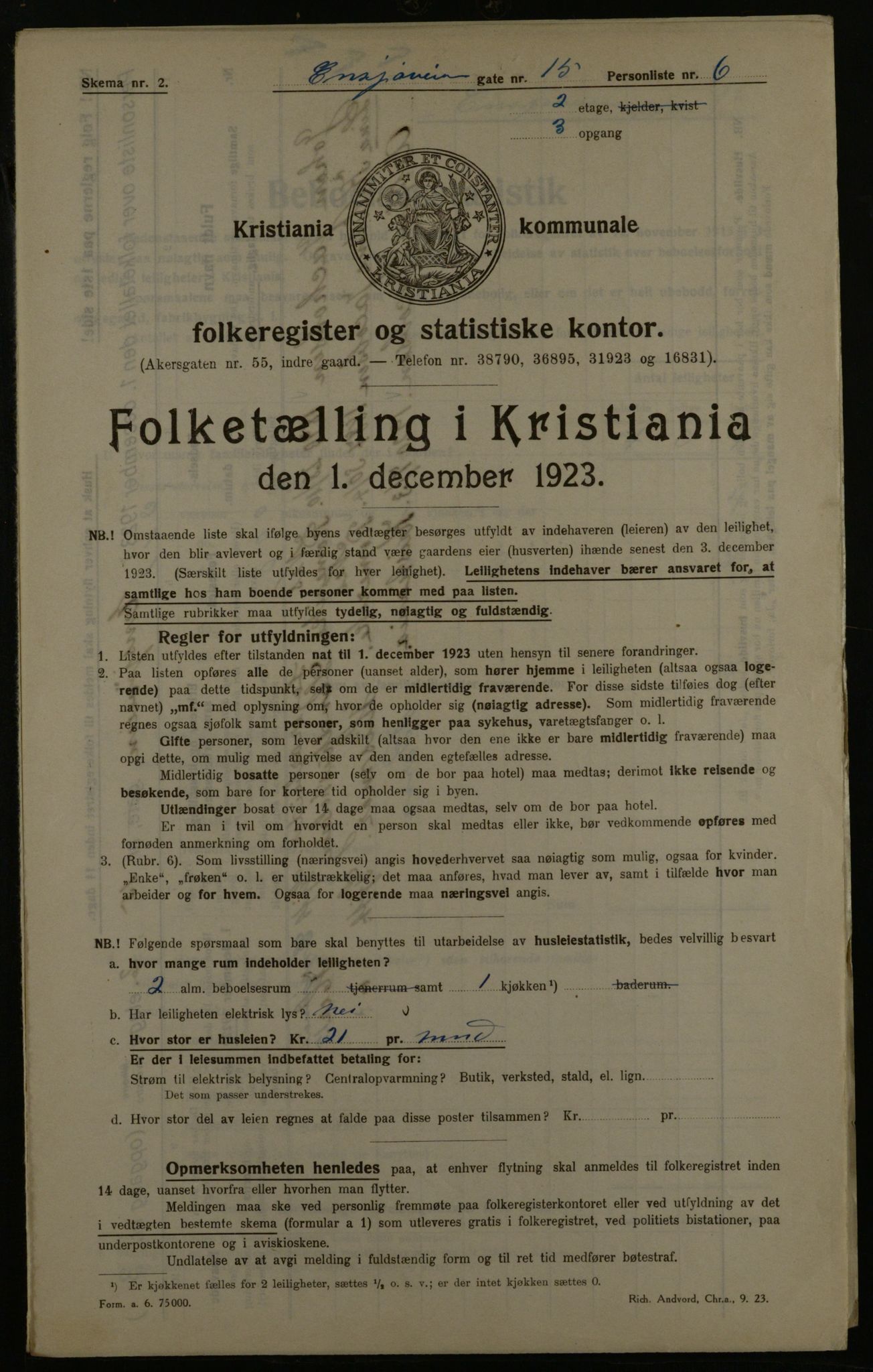 OBA, Municipal Census 1923 for Kristiania, 1923, p. 24494