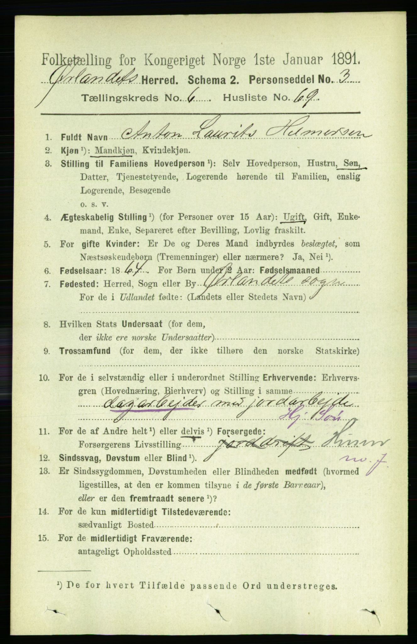 RA, 1891 census for 1621 Ørland, 1891, p. 2261