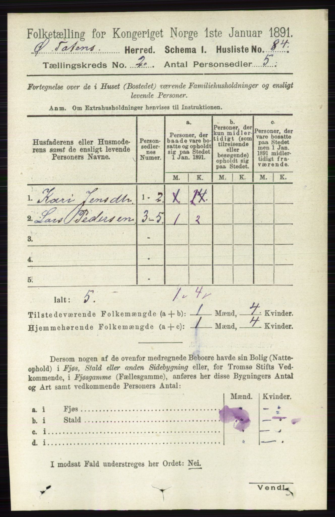 RA, 1891 census for 0528 Østre Toten, 1891, p. 762