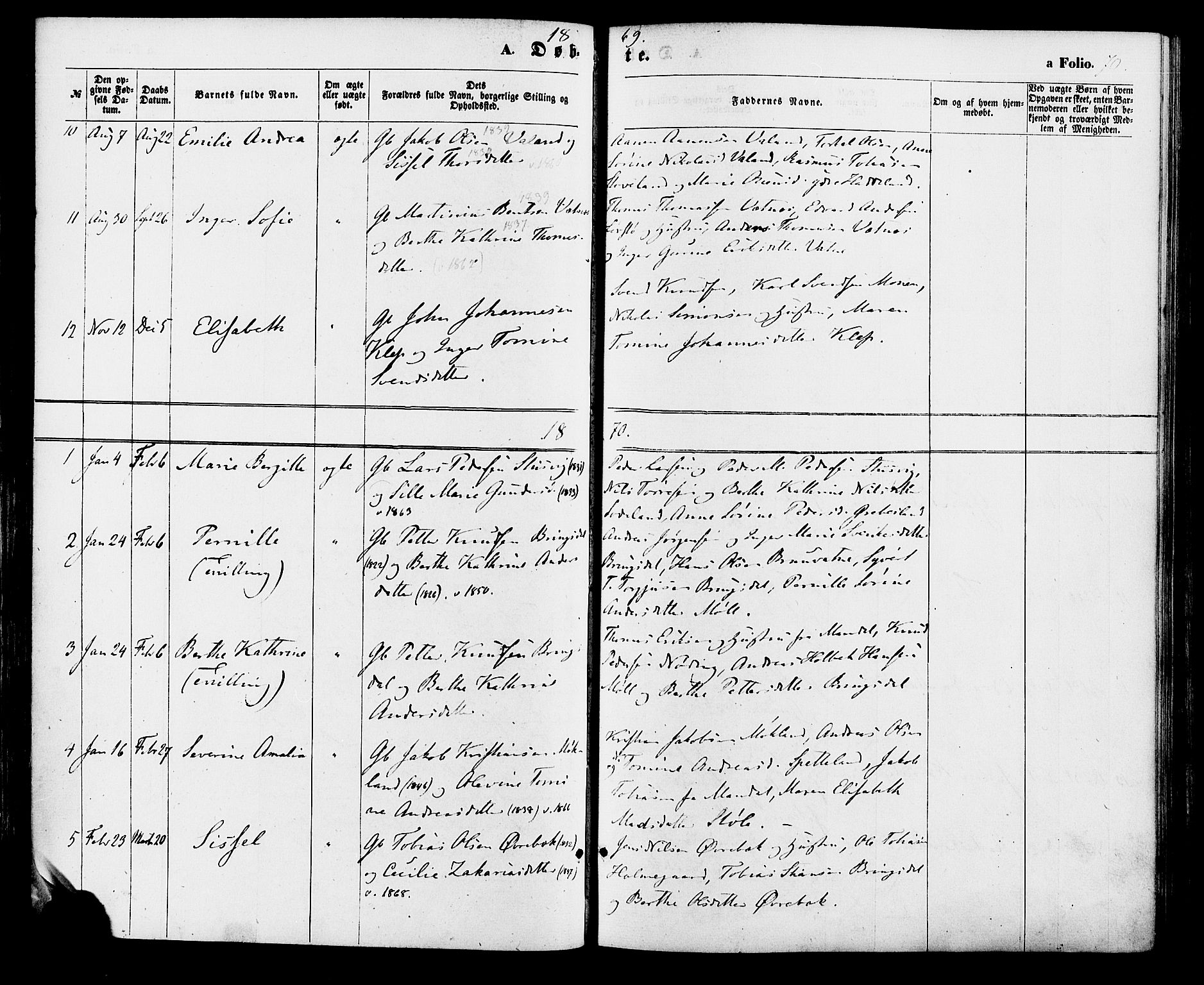 Holum sokneprestkontor, AV/SAK-1111-0022/F/Fa/Faa/L0006: Parish register (official) no. A 6, 1865-1883, p. 70