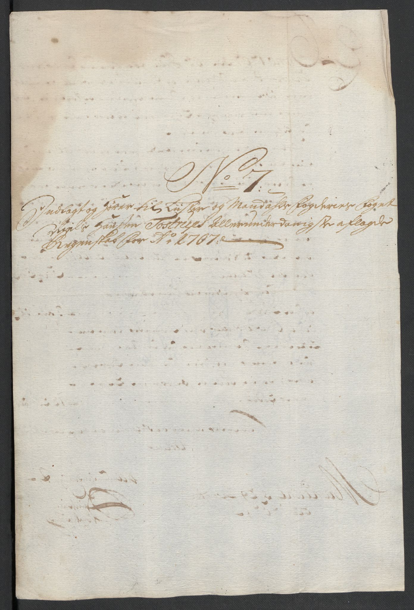 Rentekammeret inntil 1814, Reviderte regnskaper, Fogderegnskap, RA/EA-4092/R43/L2551: Fogderegnskap Lista og Mandal, 1705-1709, p. 457